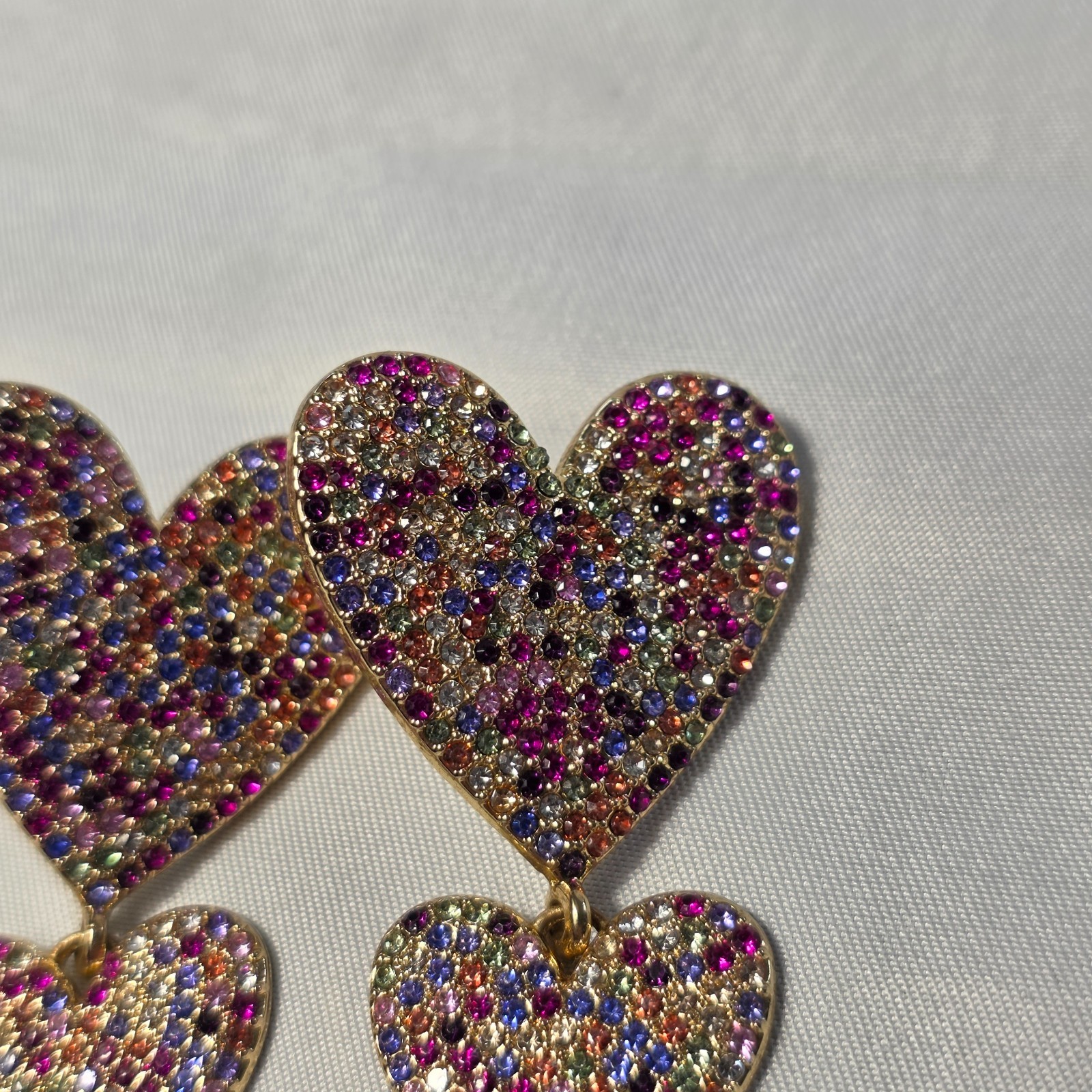 Sugarfix by Baublebar Double Heart Earrings Multicolored Rhinestone Crystals