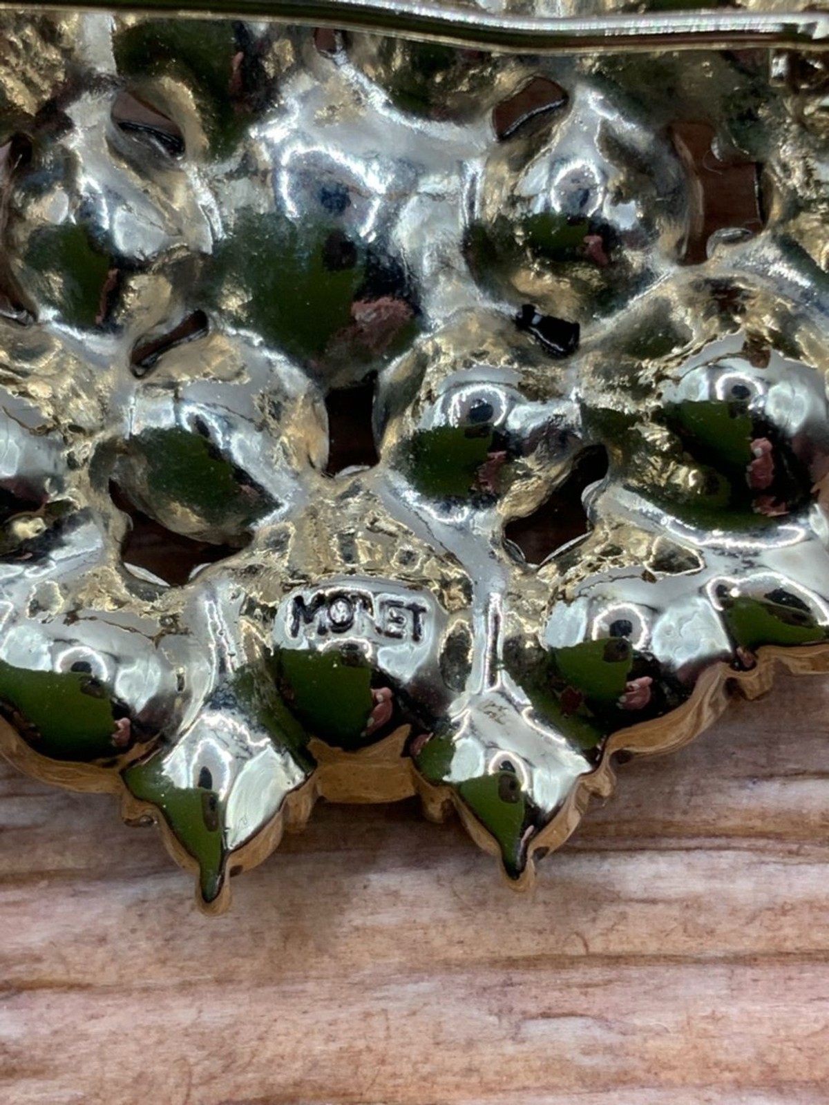 Monet Vintage Round Gold-Tone Cluster Design Aurora Crystal Brooch