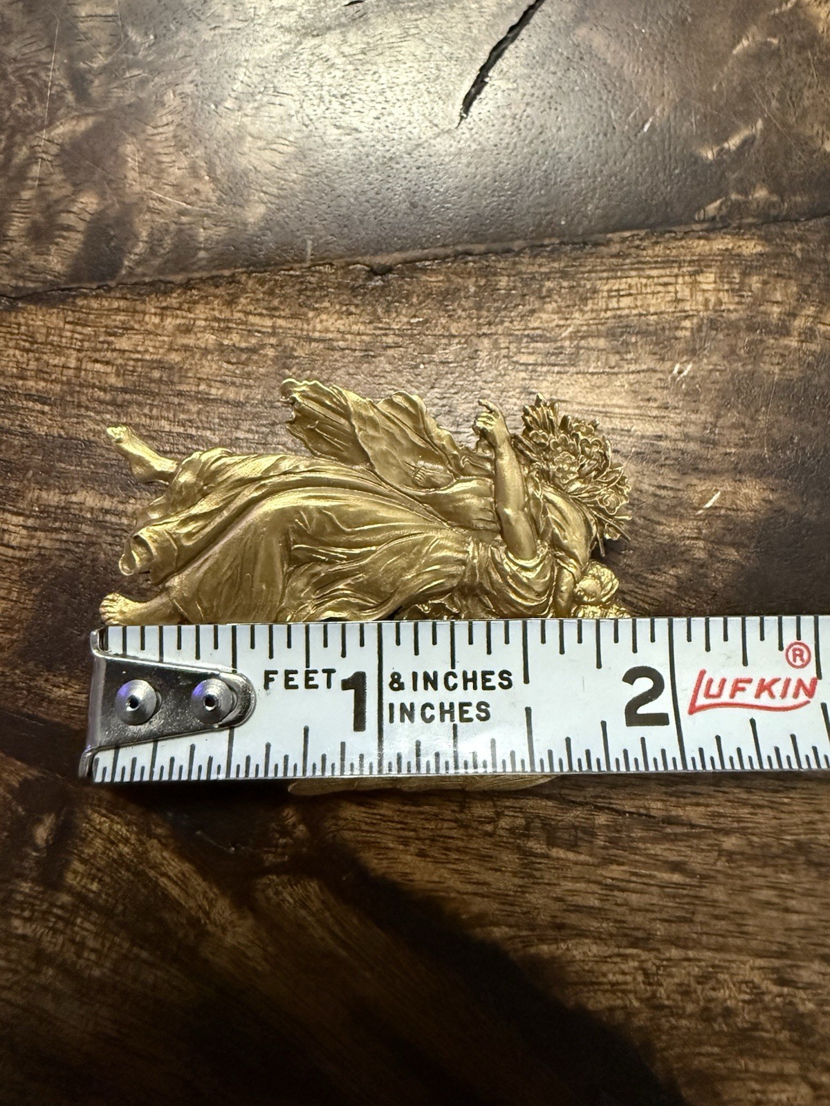 Beautiful Vintage SPNEA Gold Tone Detailed Guardian Angel with Child Pin Brooch