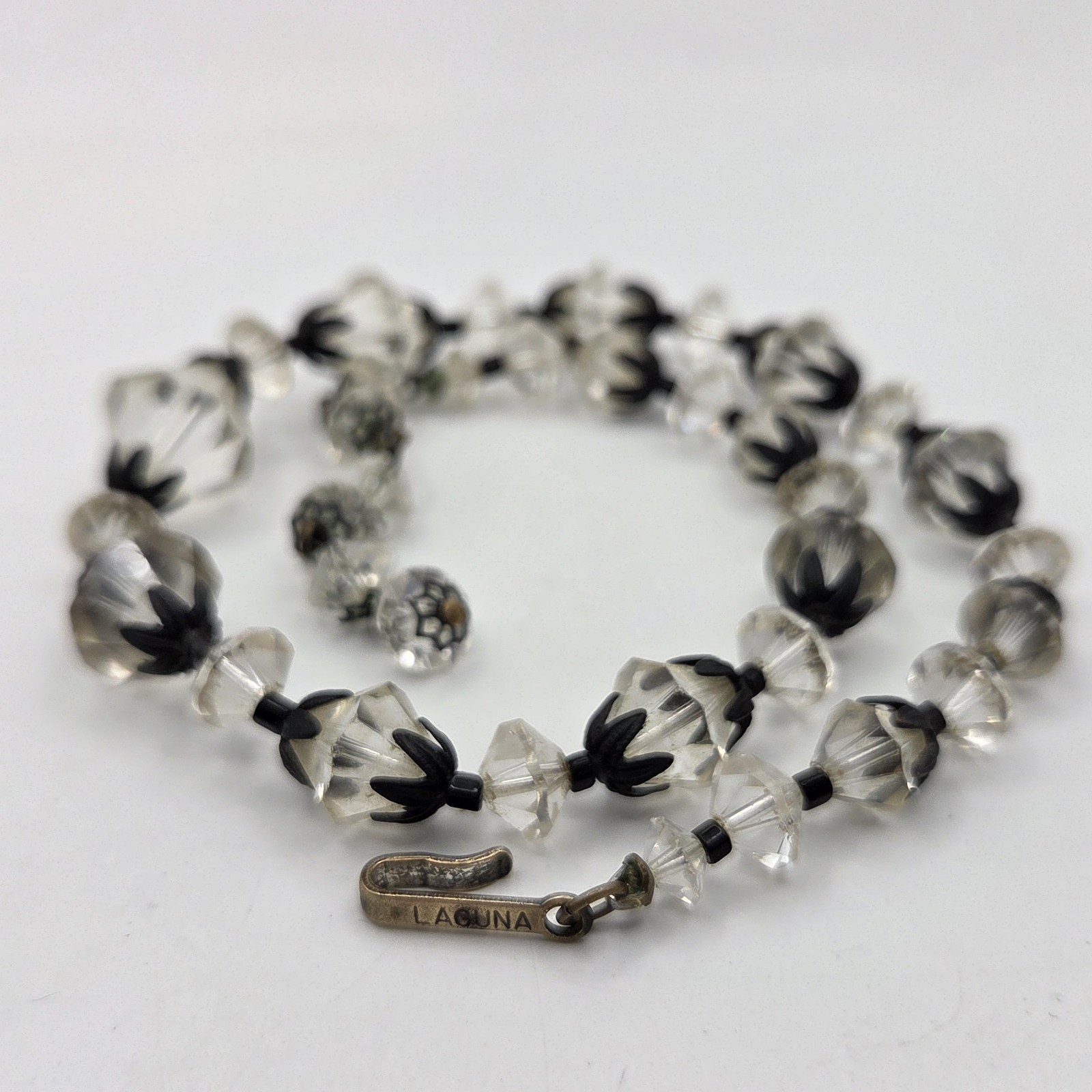 Vintage Signed Laguna Necklace With Faceted Crystals 15″ Choker