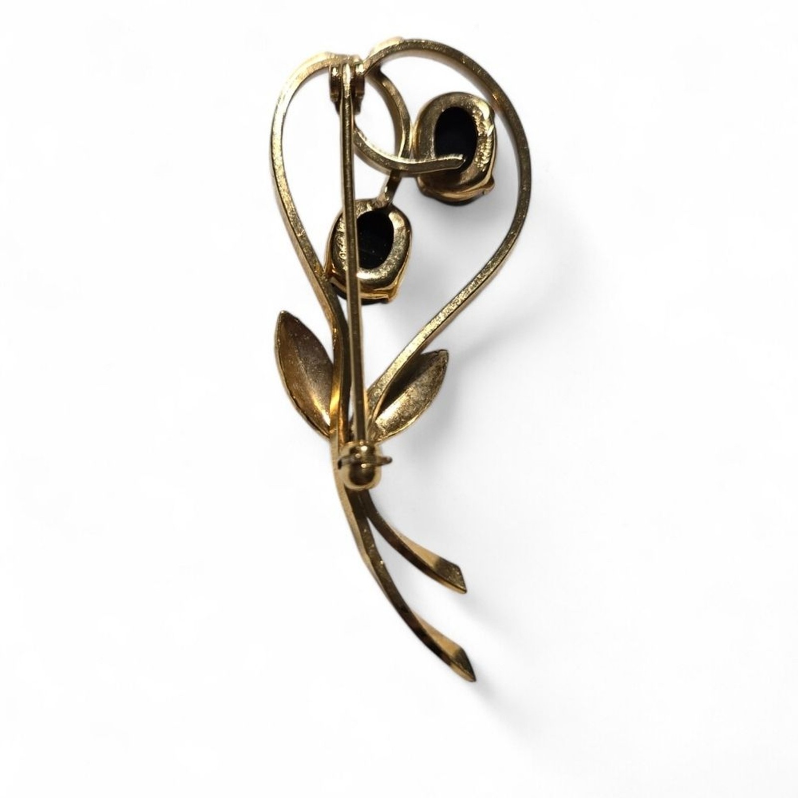 14K GF Gold-filled Onyx Bouquet Brooch Vintage