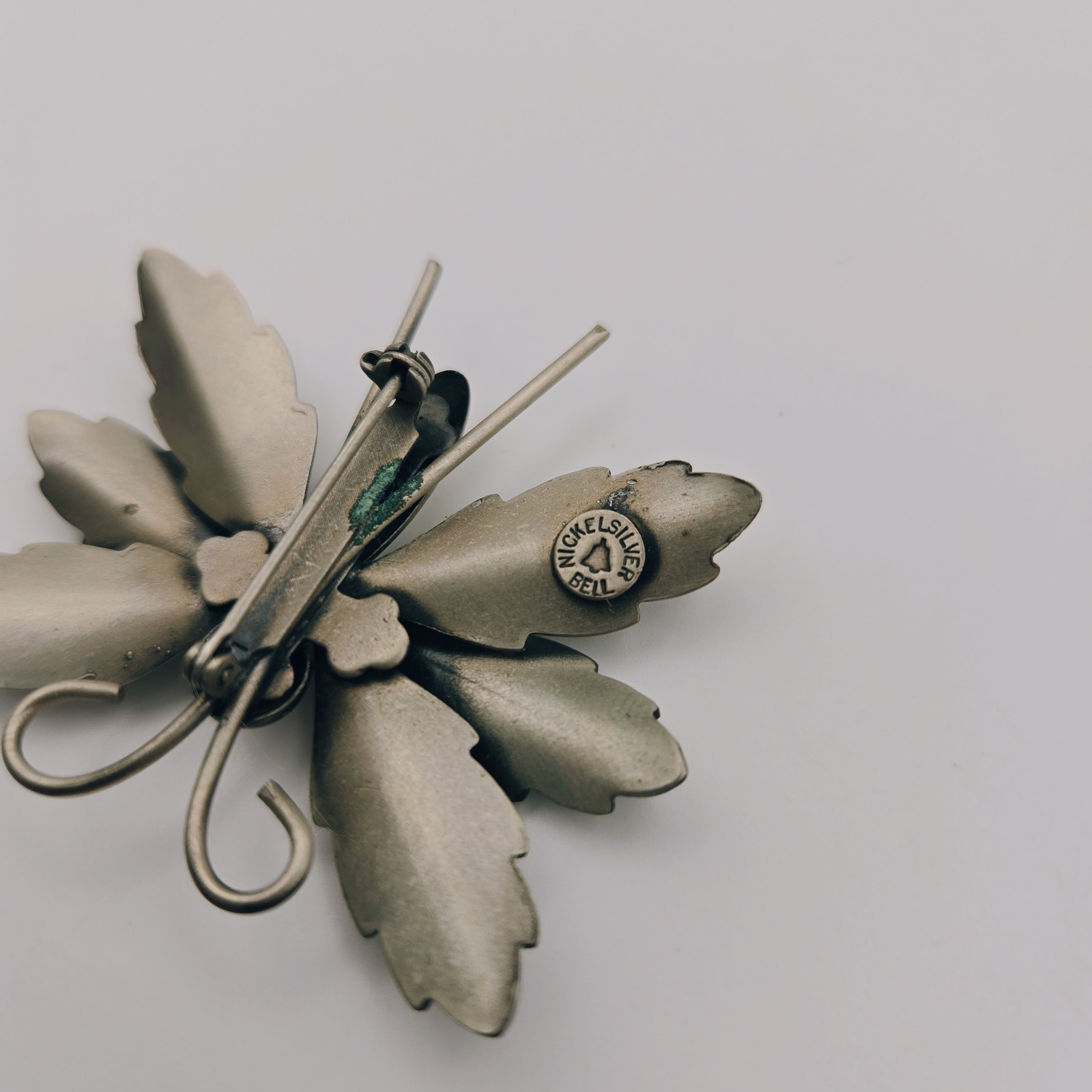 Bell Trading Post 1950s Butterfly Brooch Nickel Silver Vintage Signed Pin MCM