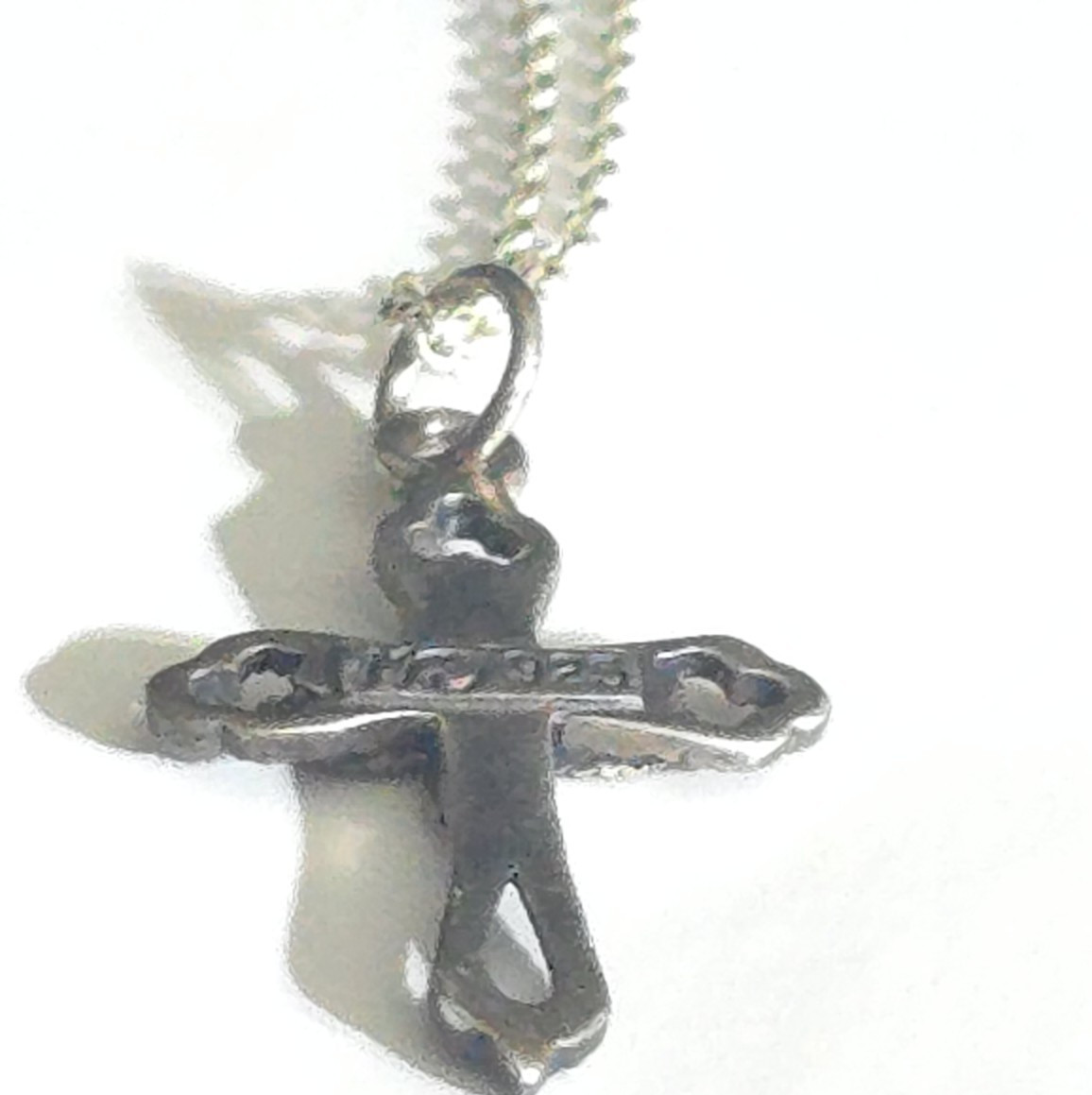 CW Vintage 925 Marcasite Cross Pendant 1″ and 925 necklace 18″