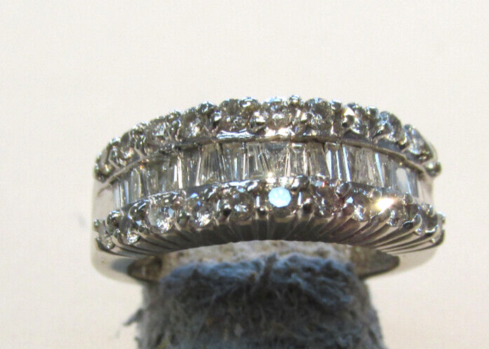 14k wg 1.20 ctw Diamond Ring band, Baguette & Round Diamonds size 4.5 Make Offer