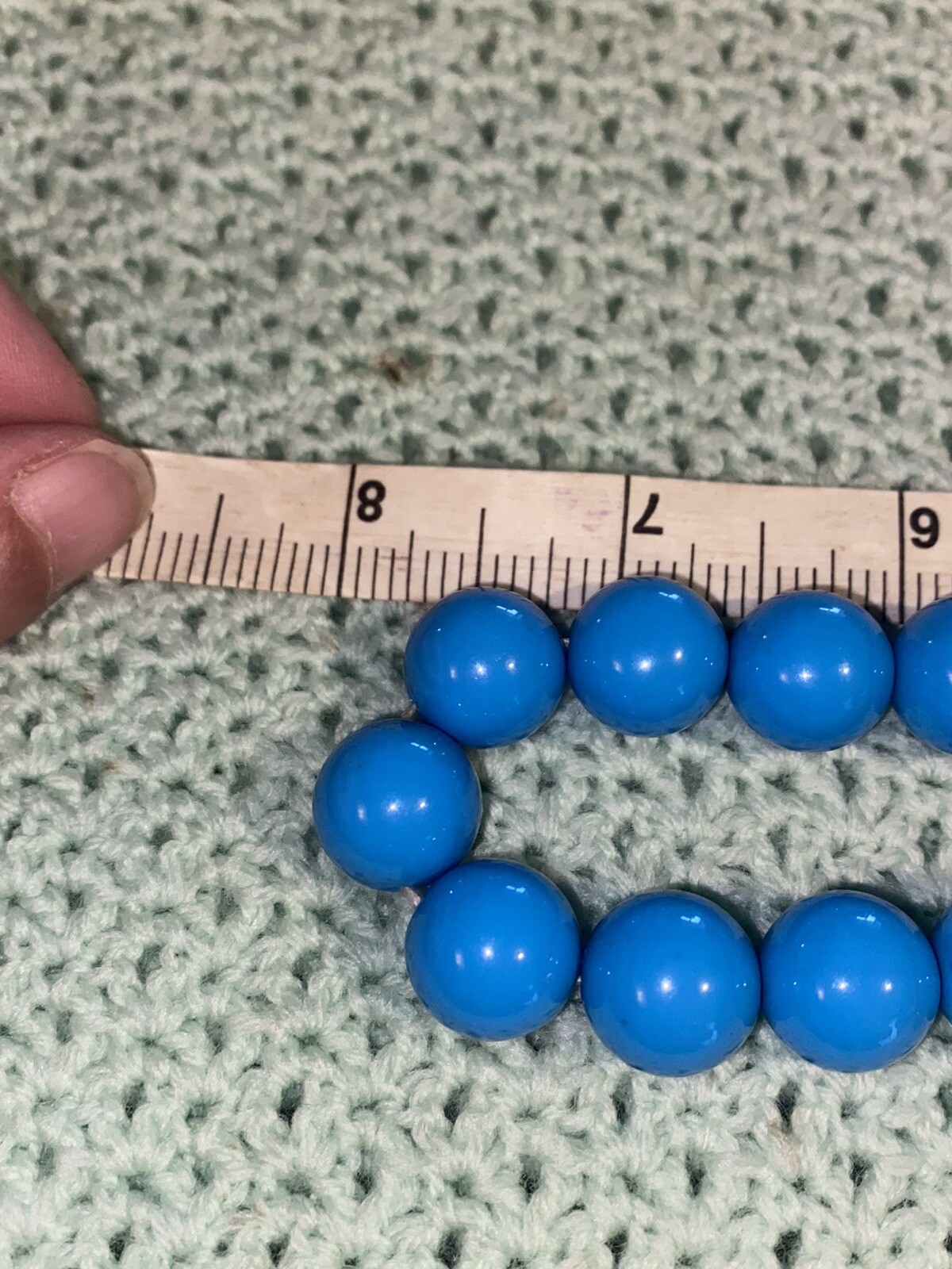 vintage bight blue beaded choker necklace and rhinestone clip on earrings