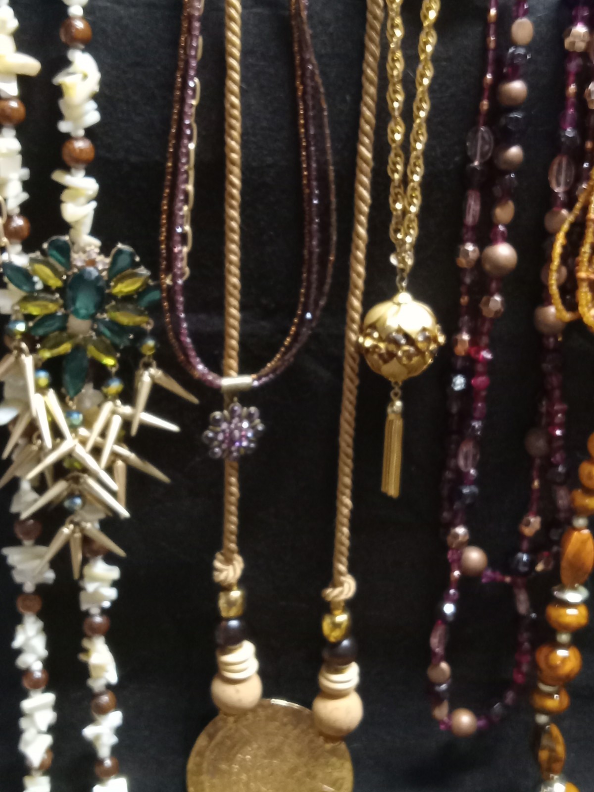 Vintage To Modern Costume Jewlery Lot Earth Tones Necklaces And Bracelets