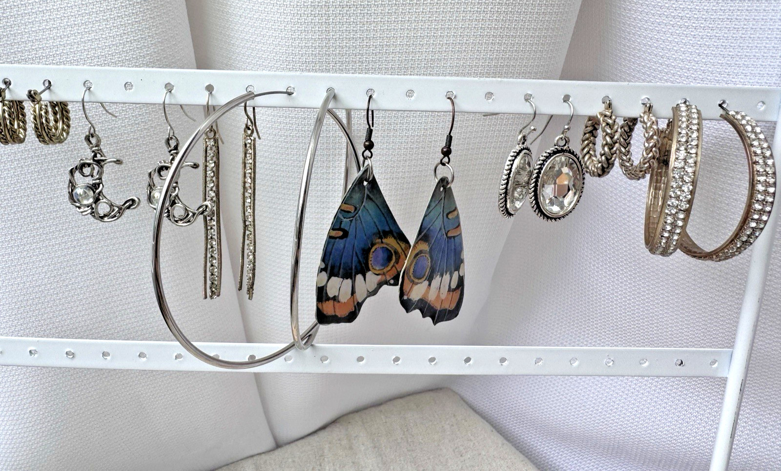 Silver 90s Modernist butterfly y2k 2000s 1990s Pierced hugger Earrings Lot 8 PRS