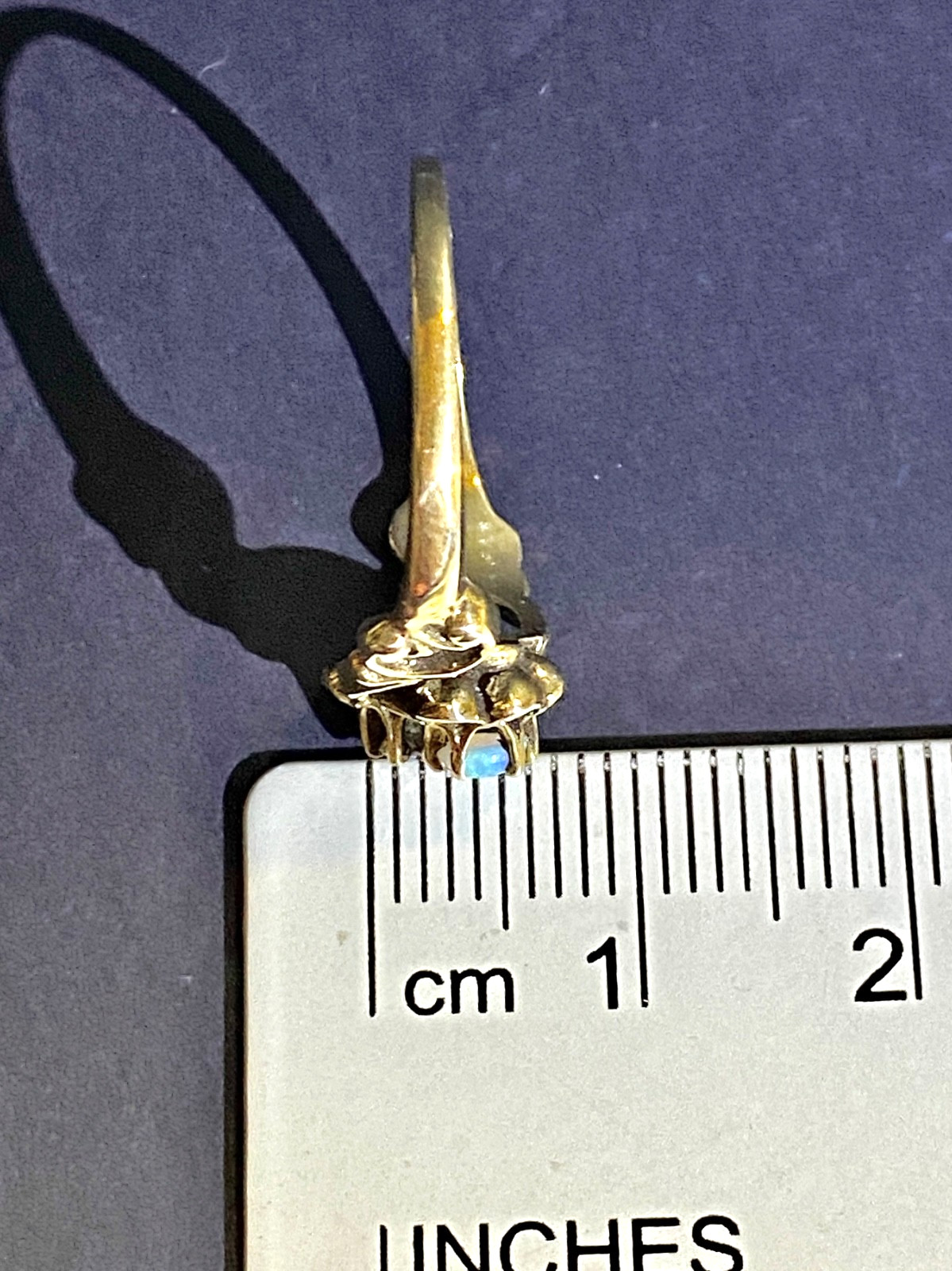 Vintage 14 KP Yellow Gold Diamond and Opal Buttercup Ring Size 6 1/4 6.25