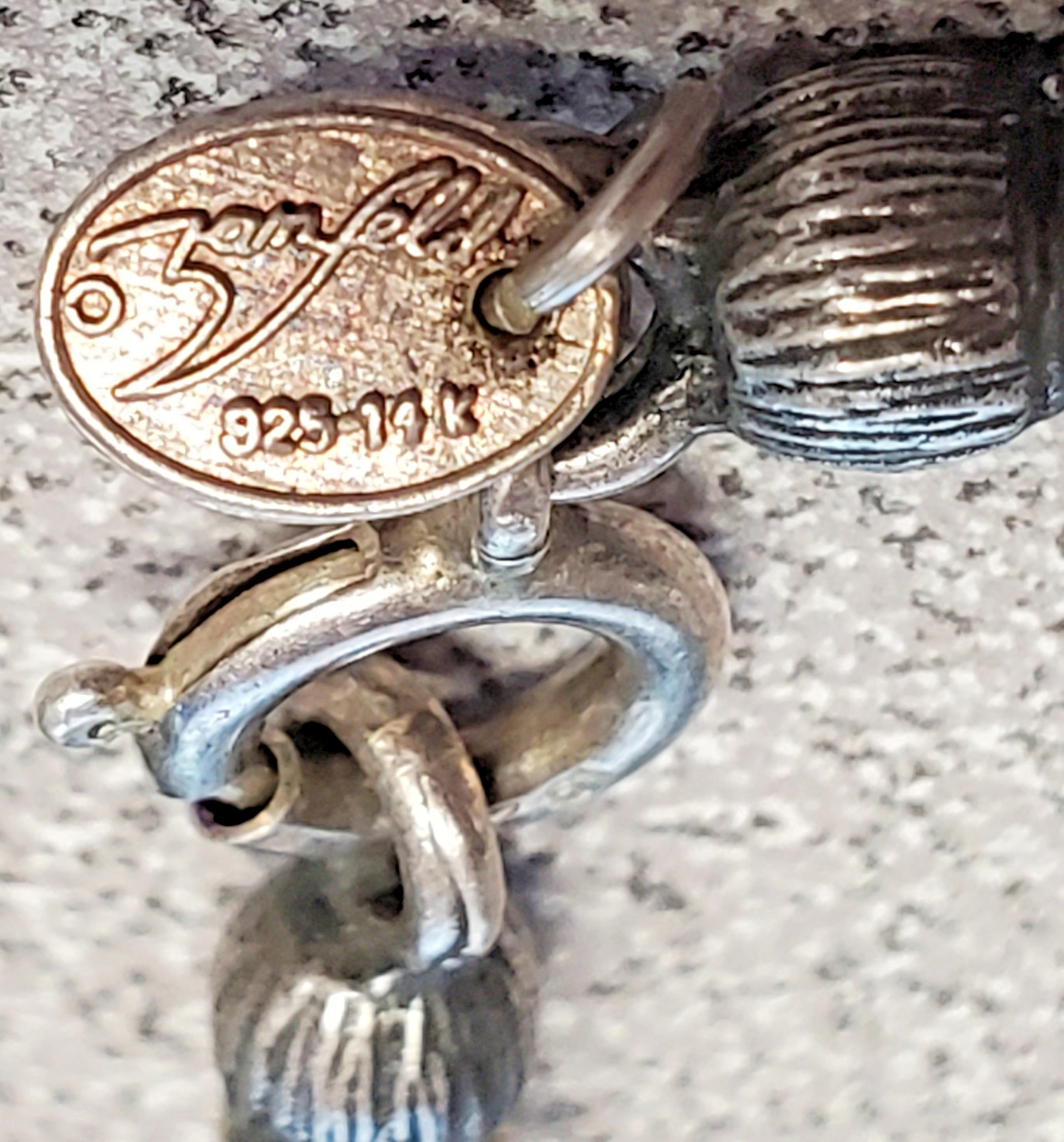 14K 925 Zanfeld Necklace 16in Sterling Silver Gold 24g tw Taxco Mexico Estate