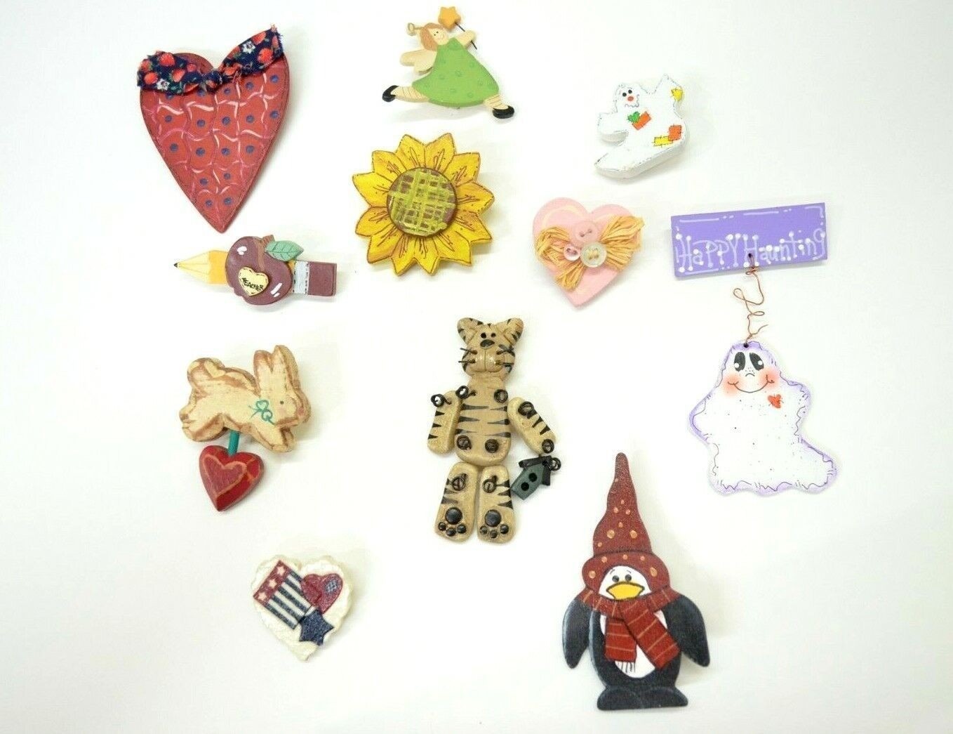 Wooden Brooch Lot Pins Various Random Themes Lapel Hat Bag Gear Collectibles