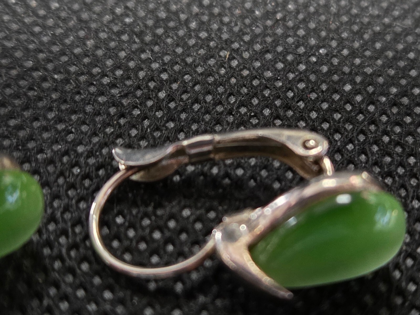 Clip on Vintage Green Cat Eye Stone and Slver Tone Stone is a Beautiful Teardrop