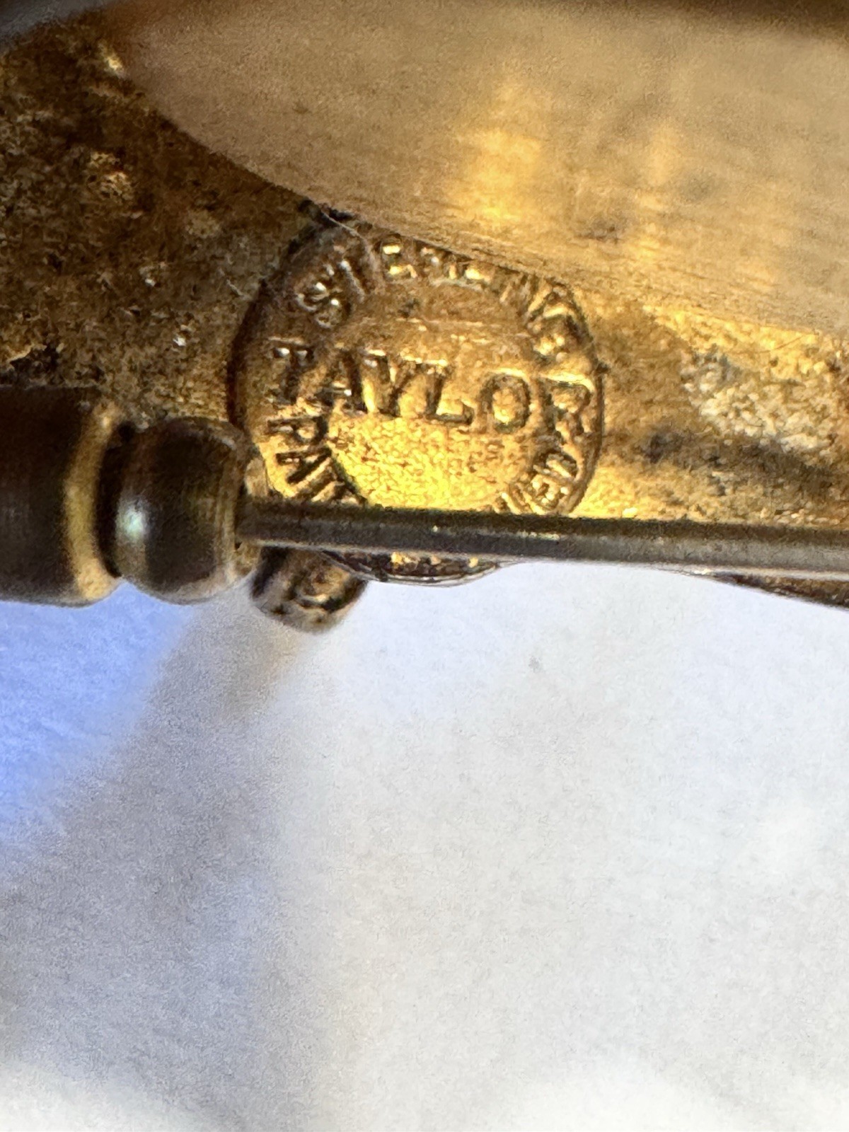 RARE Sterling Gold Wash TAYLOR Dimensional Carriage & Watch Brooch NEEDS REPAIR