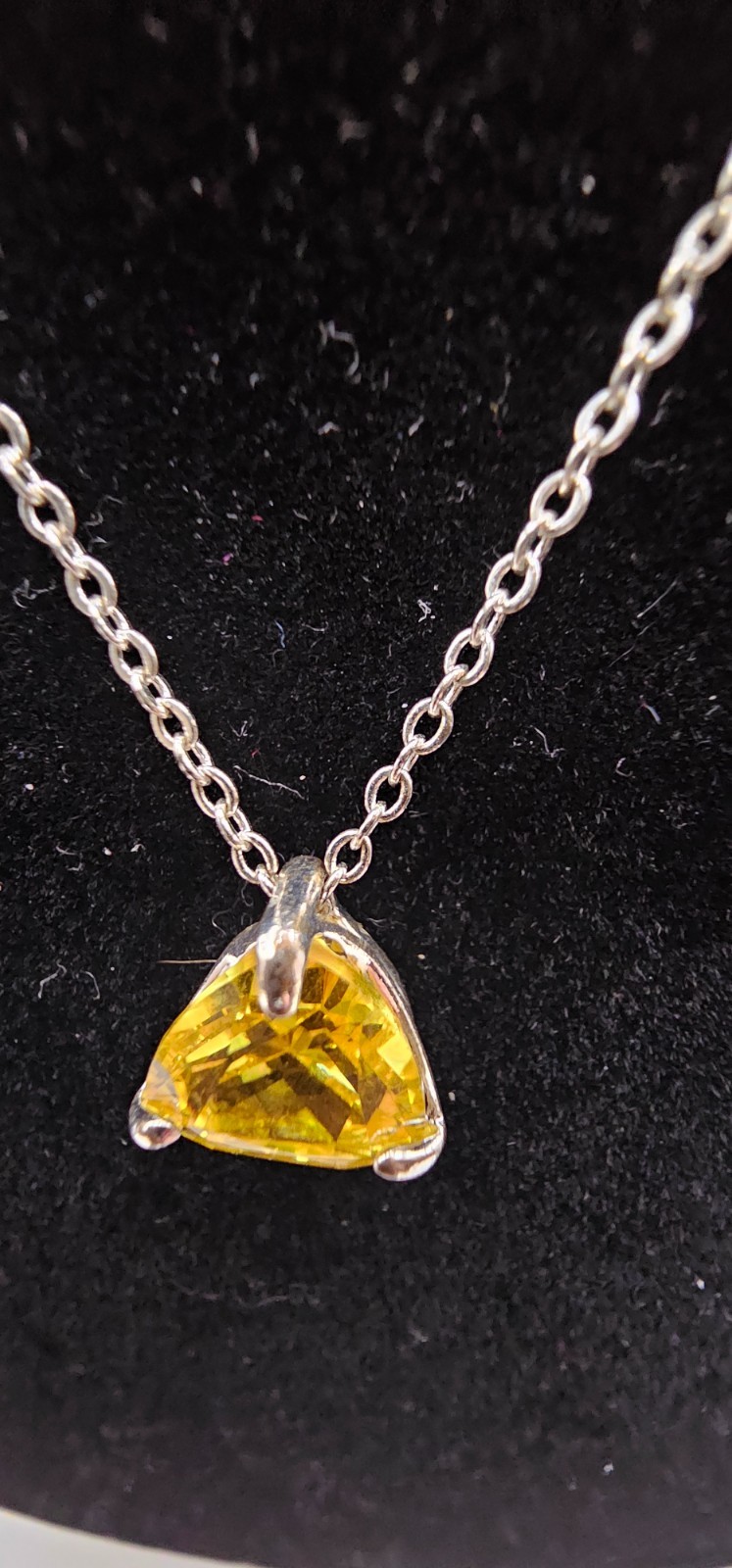 Vintage Nina Rici Avon Trillion cut Yellow Glass Pendant w/Matching Earrings