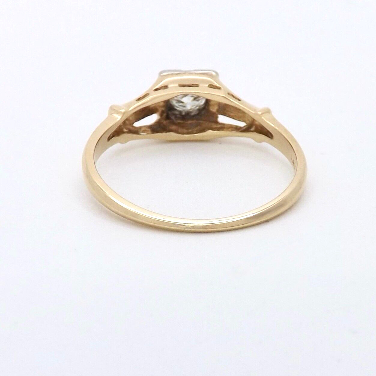 Victorian 14K Gold Old European Cut Diamond Promise Pre Engagement Ring sz7