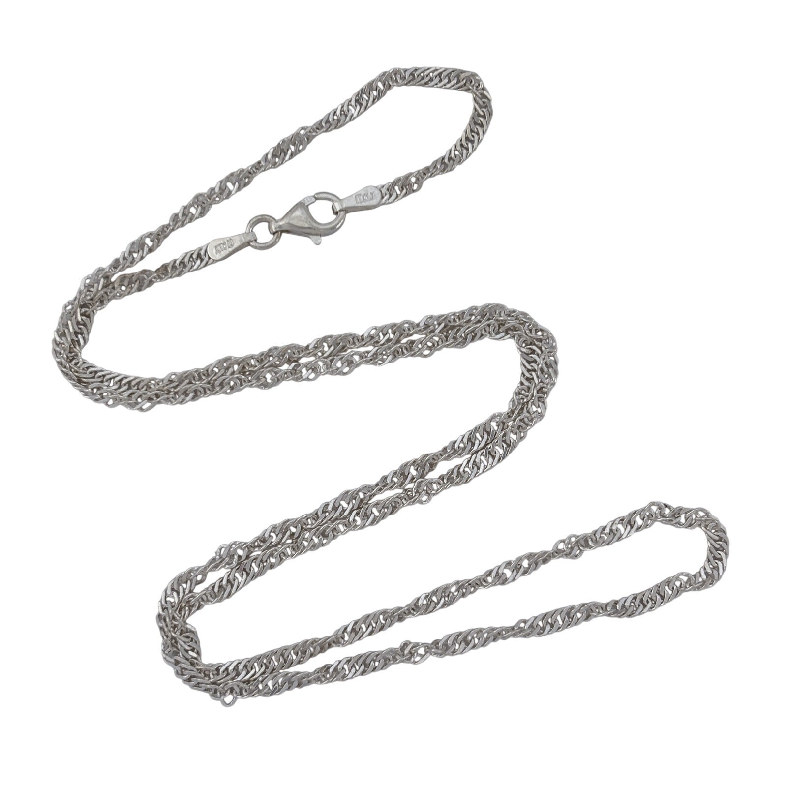 Vintage Italian Sterling Silver 925 Singapore Link Chain Necklace 19.5″
