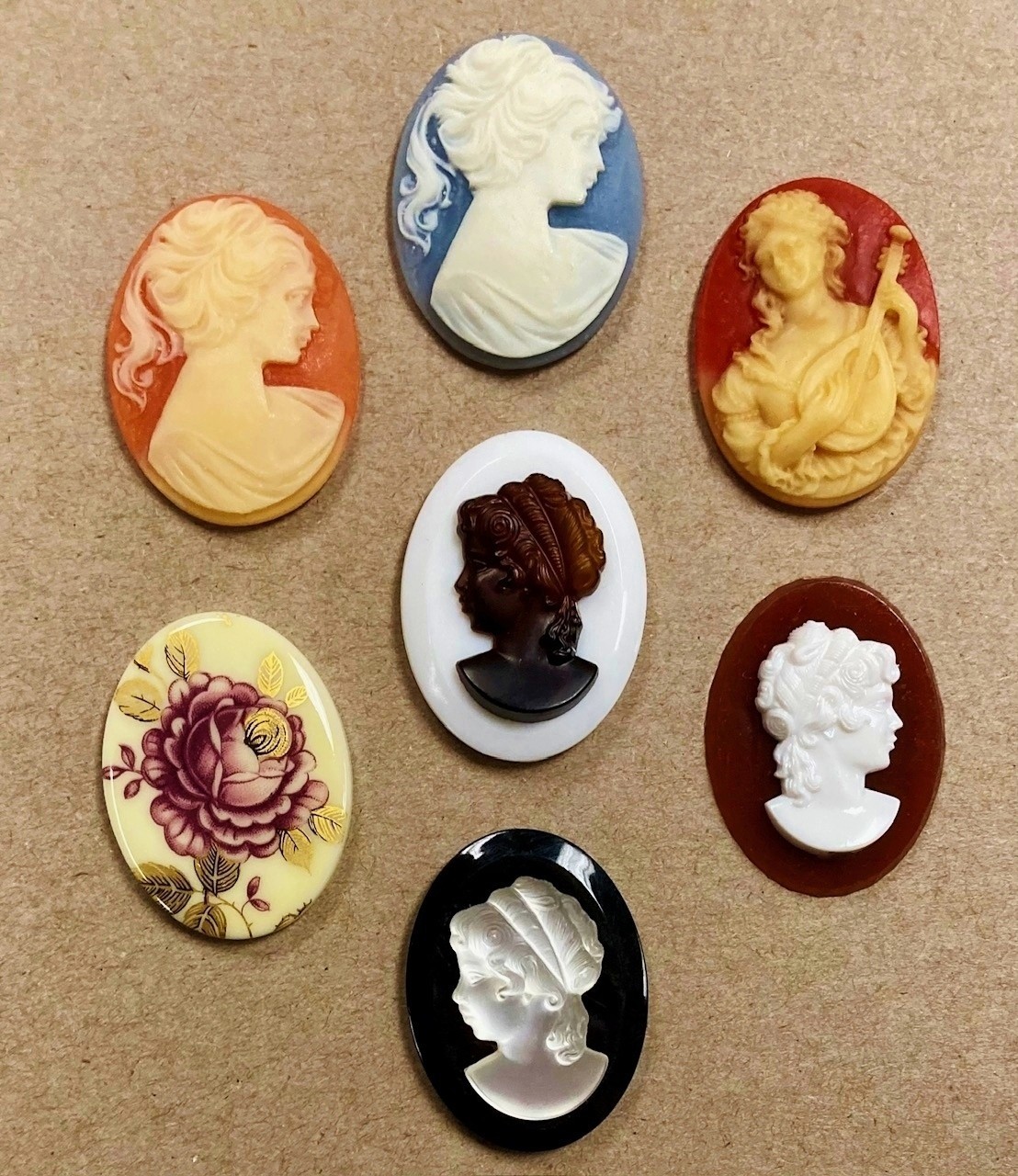 15 Vintage Assorted Resin Acrylic Cameos – DIY Jewelry Making & Repair Craft C80
