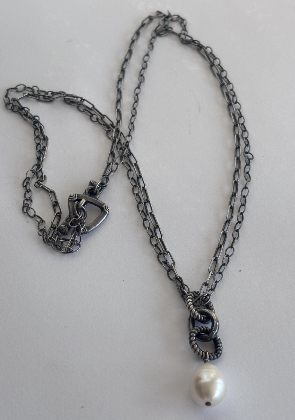Silpada 925 Sterling Silver Chain Freshwater Pearl Chain link Necklace 18”