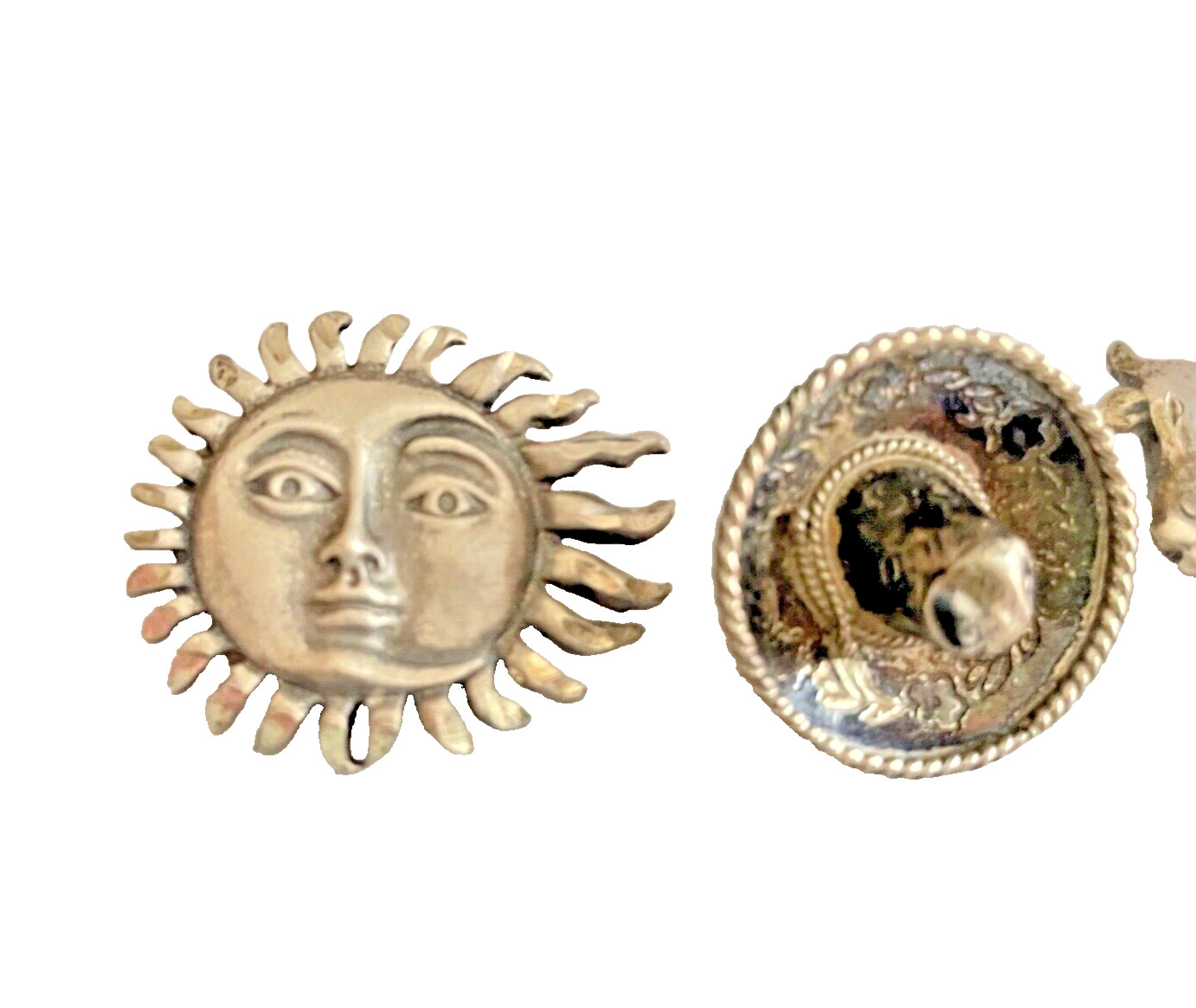 Brooch 3 Pins Pendant Sterling Silver Jewelry Cow Sombrero Sun Motif 925 Vintage