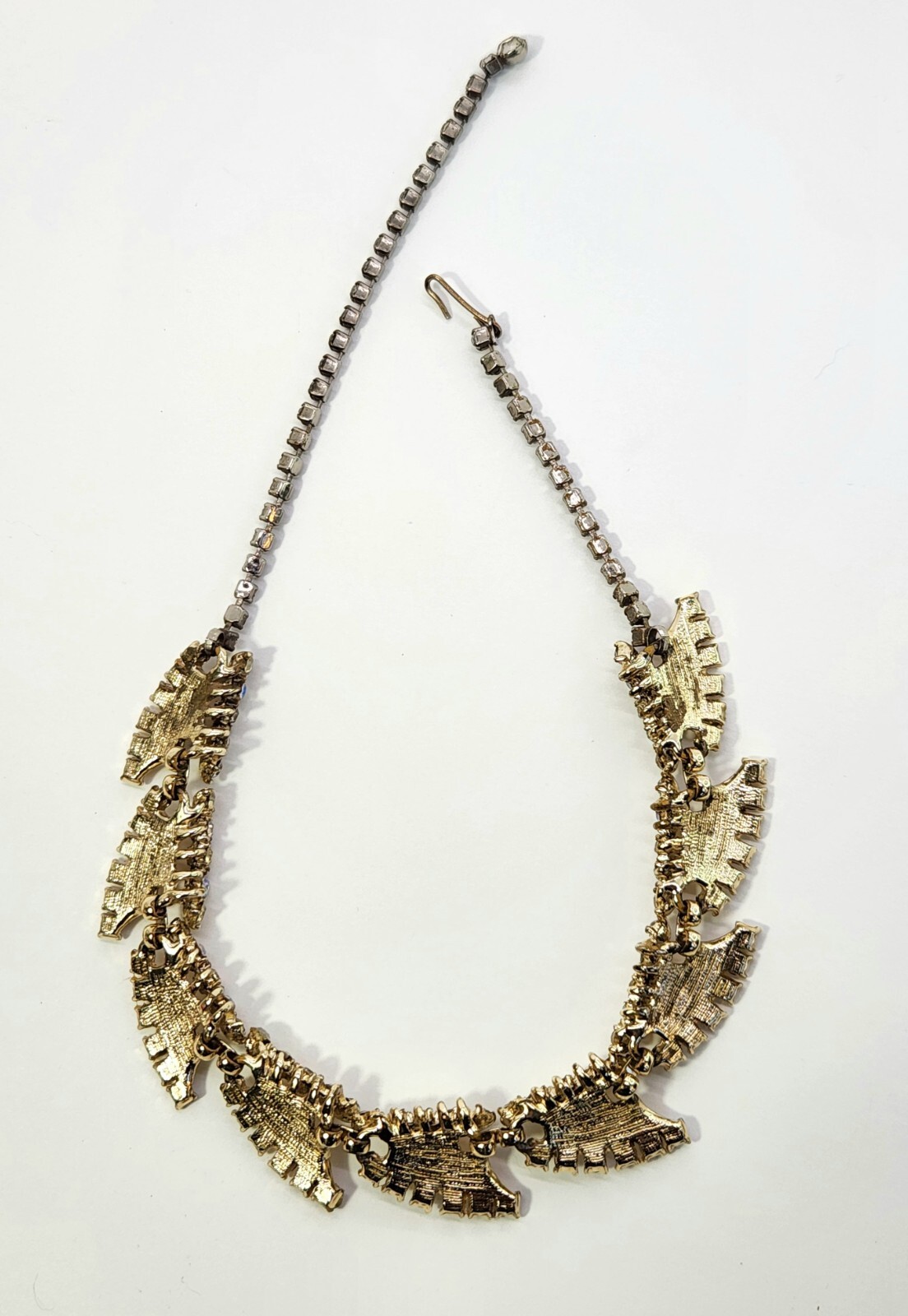 Vintage Brutalist 15″-17″ Choker Necklace AB Rhinestones Statement Piece 1950s