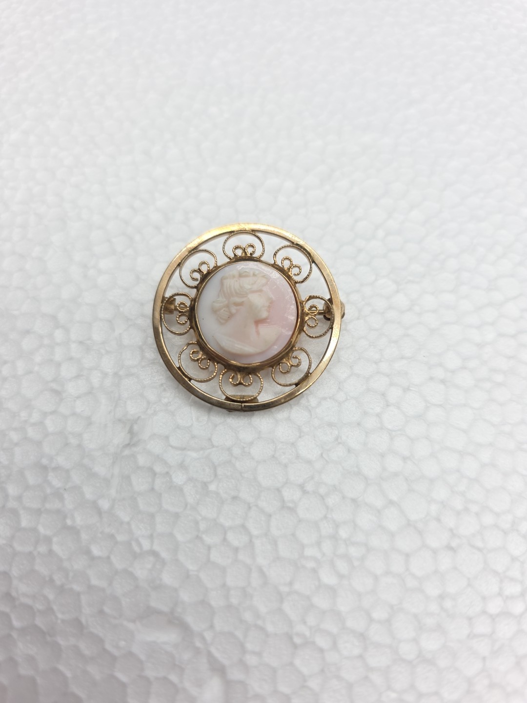 Vintage Catamore 1/20 12k Gold Filled GF Cameo Pin Brooch – 1 1/4″