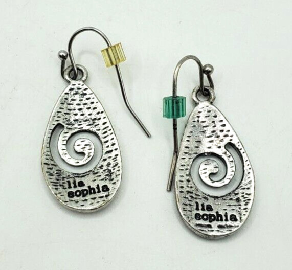 Stunning Lia Sophia Dangle Pierced Earrings Silver Tone BoHo