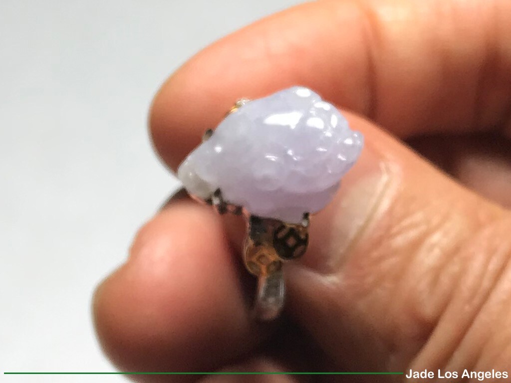 Toad Lavender Jadeite Jade 18K White/Yellow Gold Diamond Ring Size:6.25 – 6.5