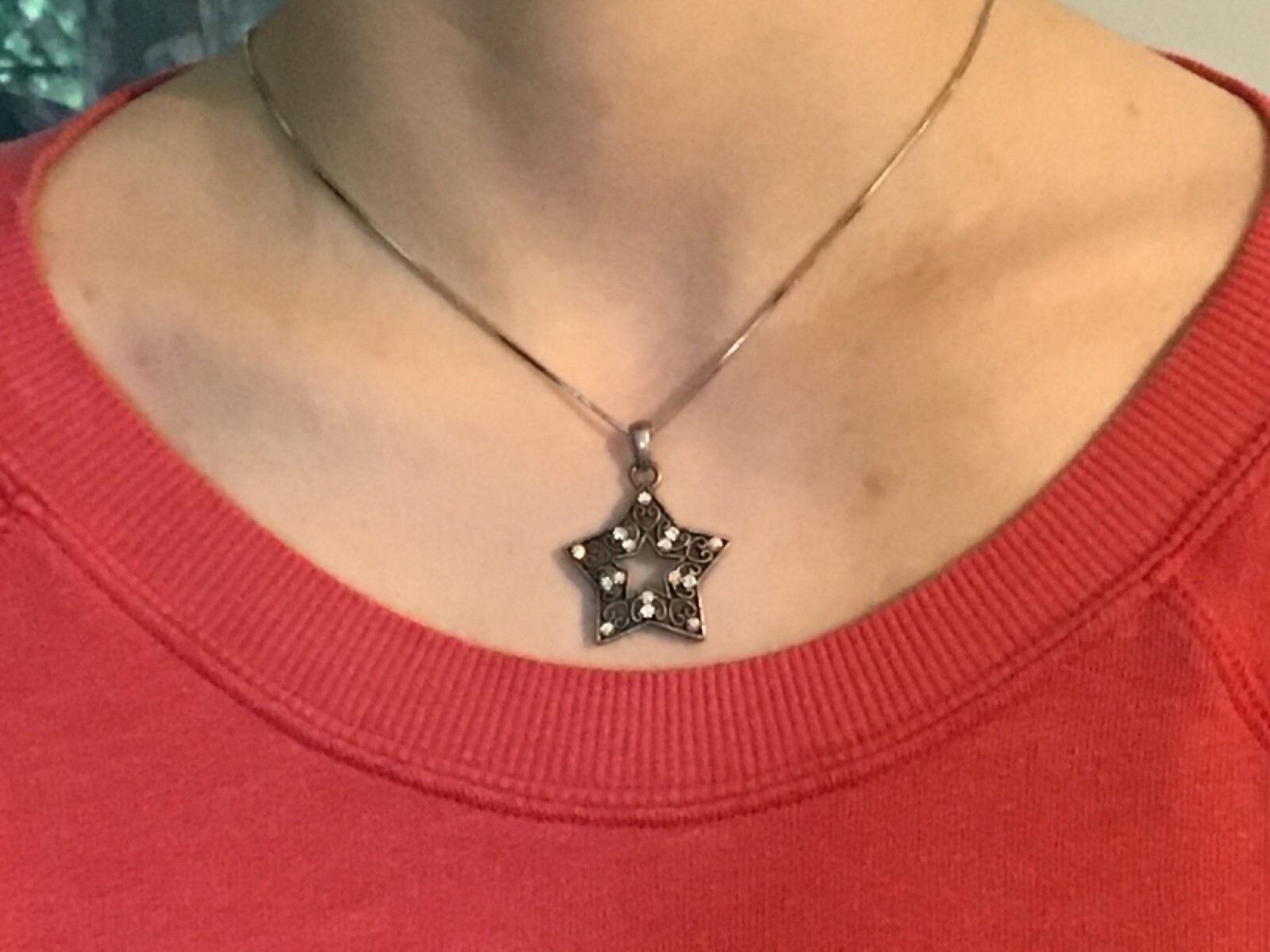 Vintage Silver Plated Rhinestone Star Pendant