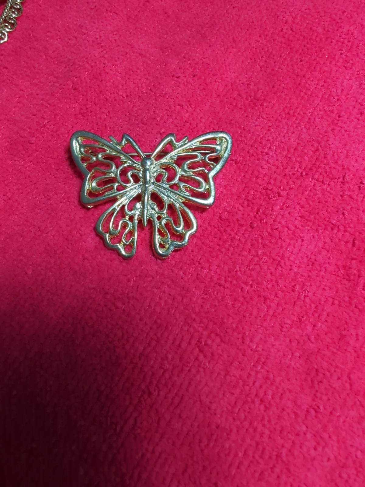 Goldtone Flower and Heart Faux Pearls Brooch & Filigree Butterfly Pin Vintage