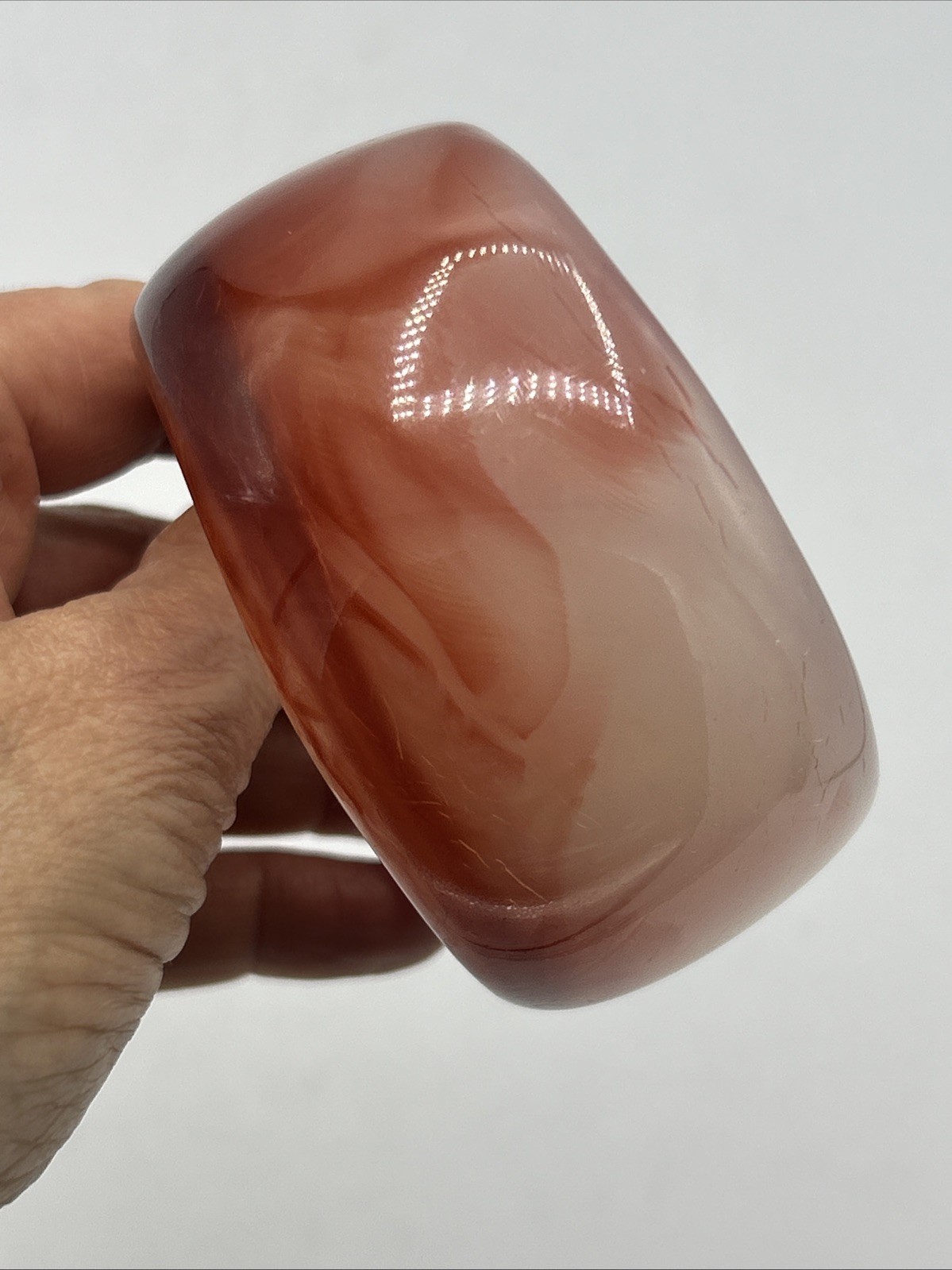 Vtg Lucite Plastic Redish Brown Chunky Bangle Bracelte inside 8″