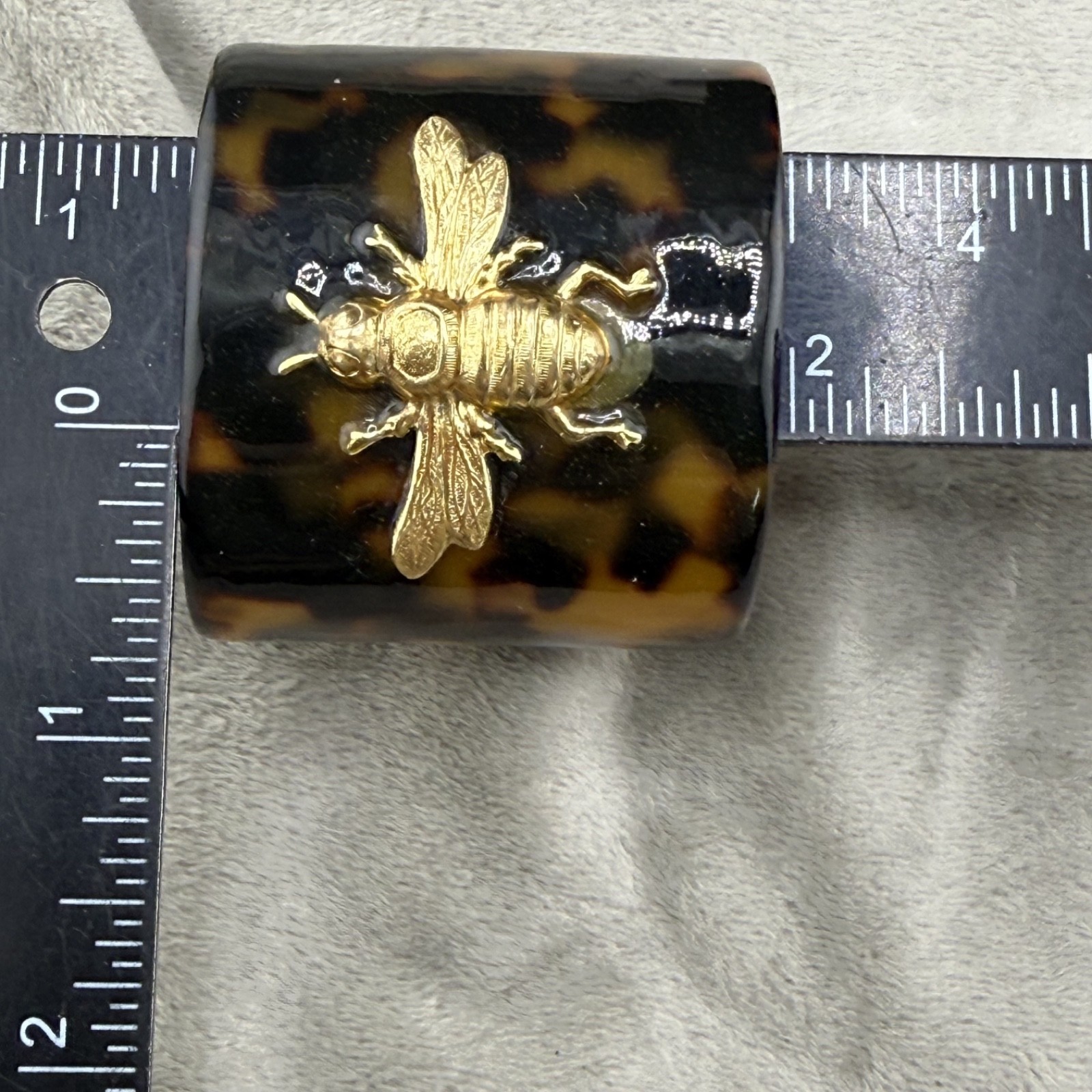 Wimberly Cuff Bracelet Faux Tortoise Shell Acrylic Gold Tone Bumblebee 5.5”