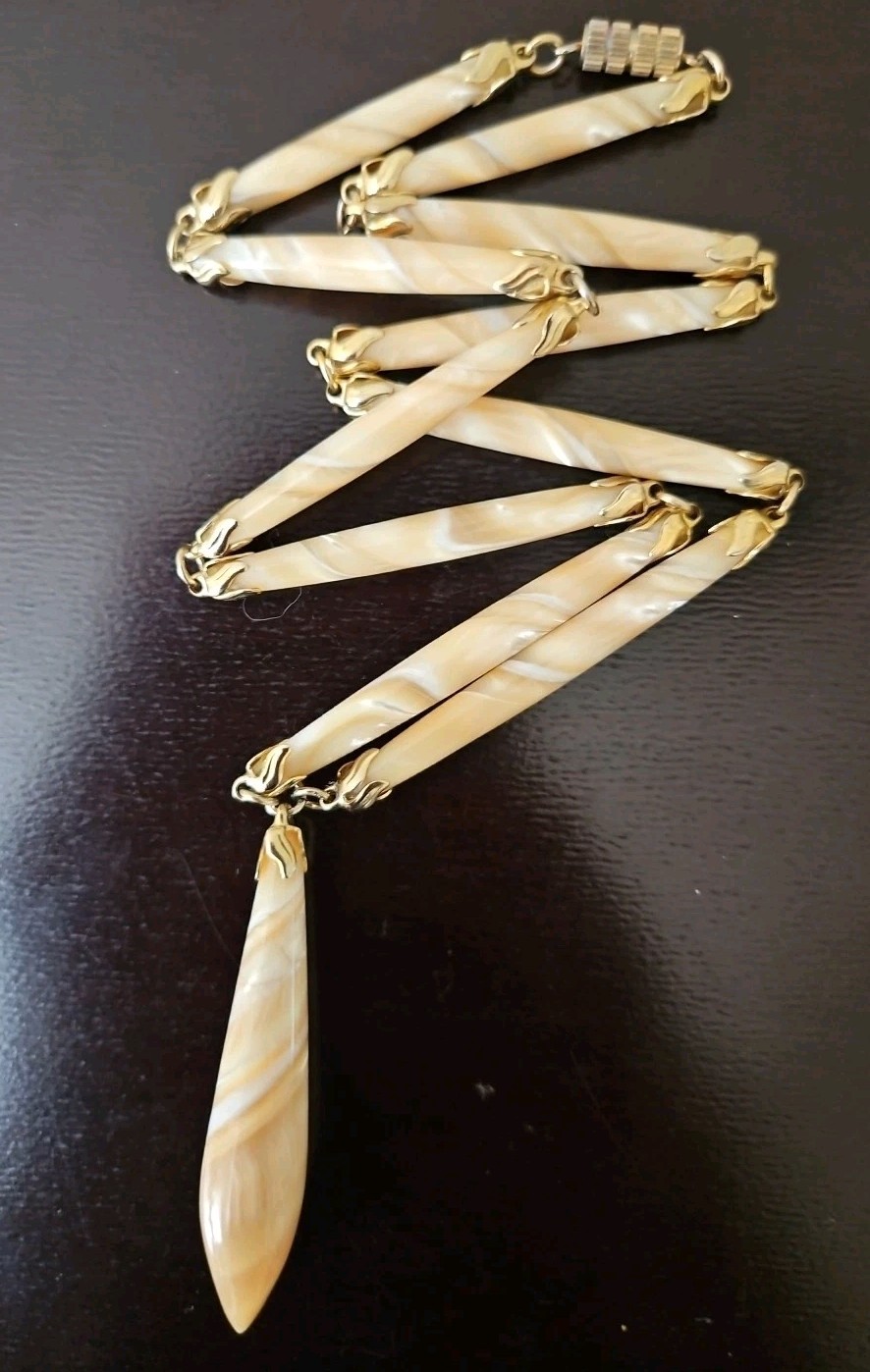 Vintage Mother of Pearl Y- Drop Dangle Necklace