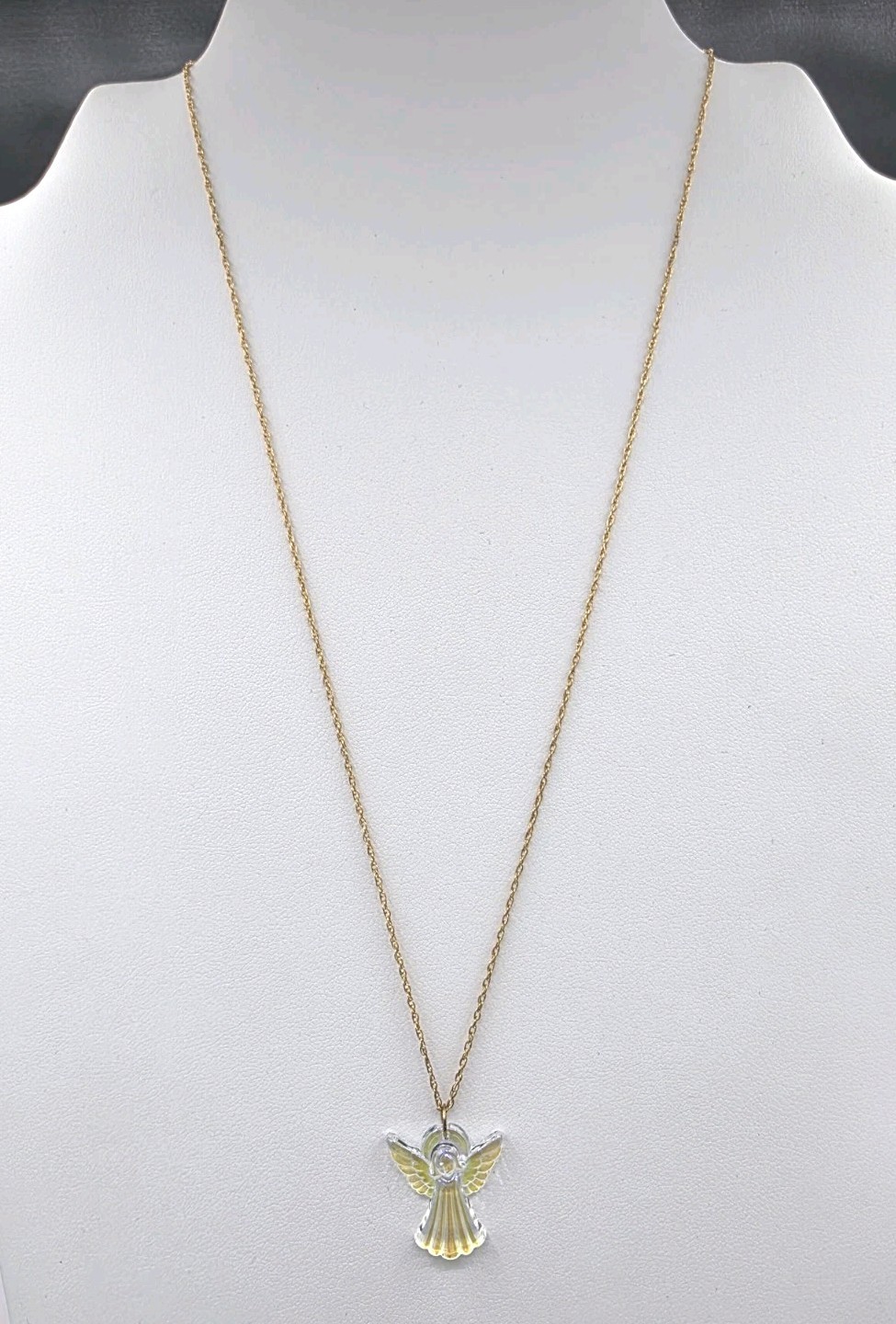 Aurora Borealis Angel Pendant on 14kt Yellow Gold-Filled Chain