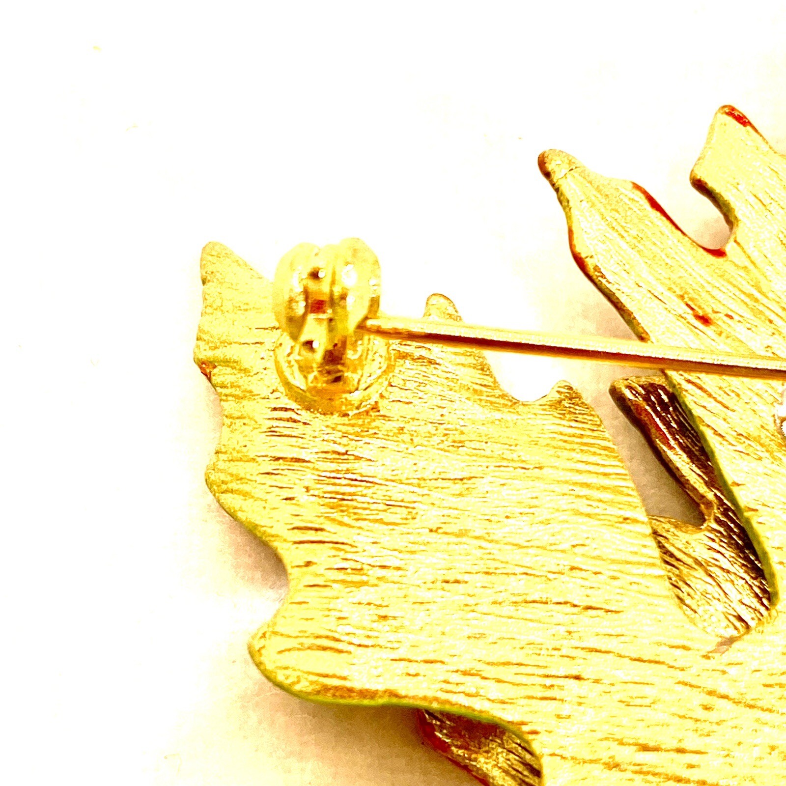Vtg GoldTone Unmarked Brooch ClipOn Earrings 3D Fall Colors Leaves Unique Rare C