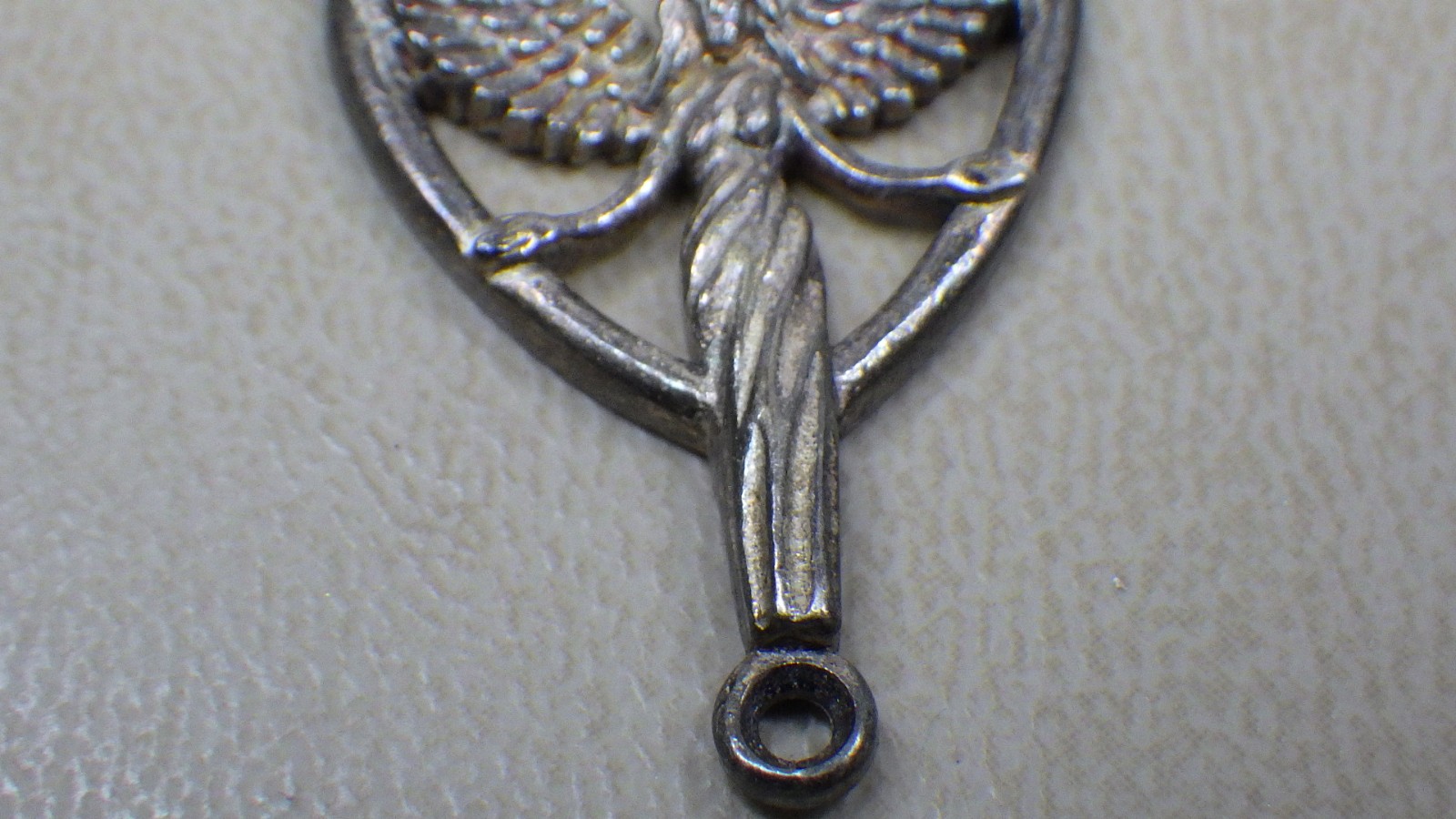 Vintage Sterling Silver .925 Sautoir Y Drop Rosary Necklace Bail Angel