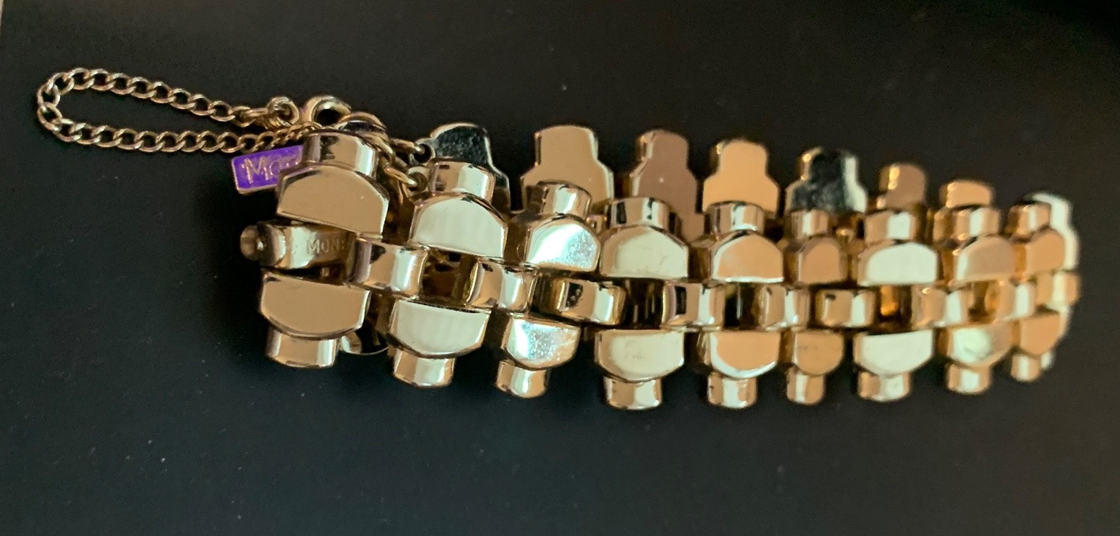 Vintage Monet Bracelet Articulated Gate Link Chain Gold Plated – wSafetyChain