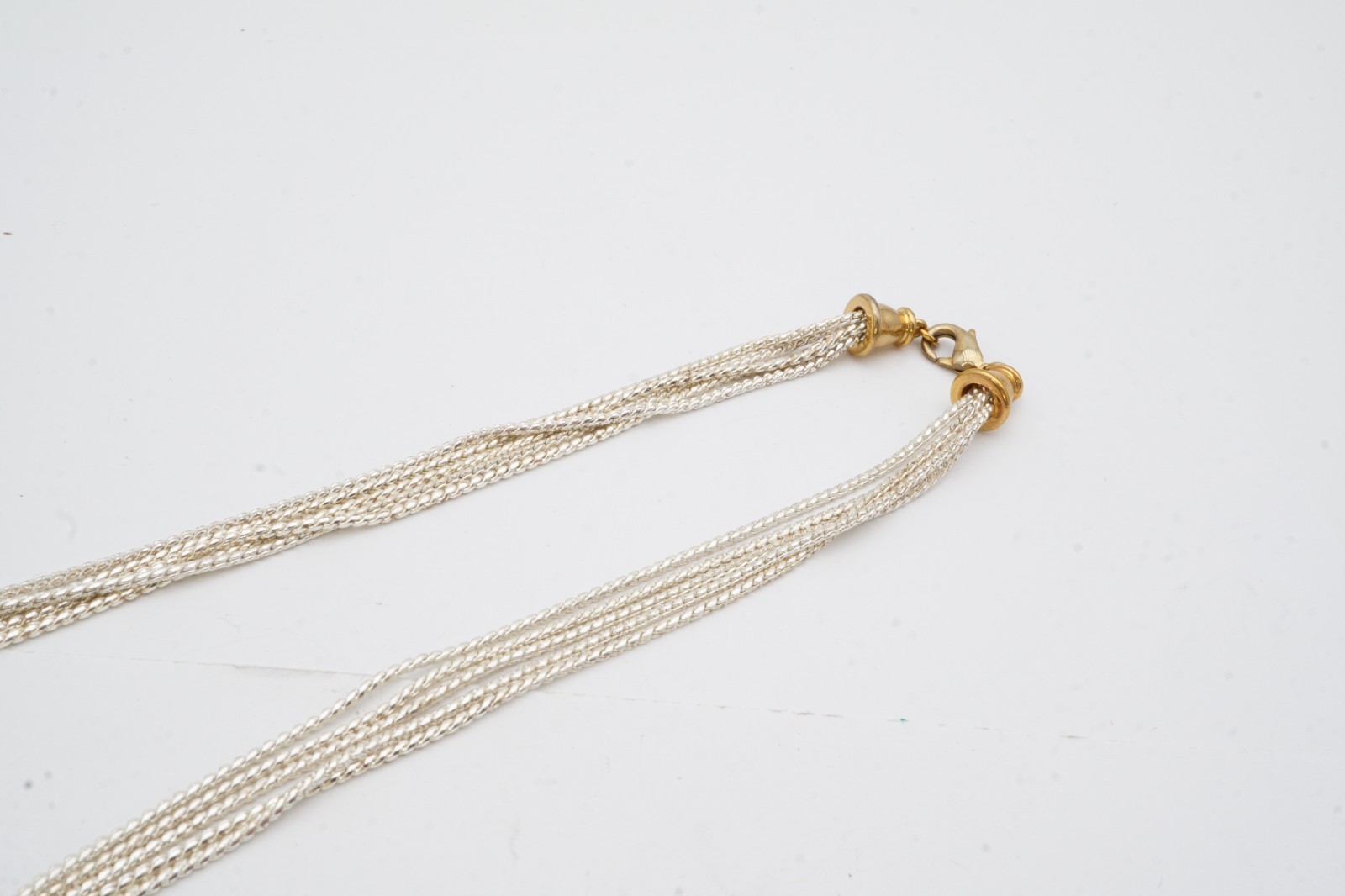 Vintage Necklace Silver Gold Tone Ball 16.5″