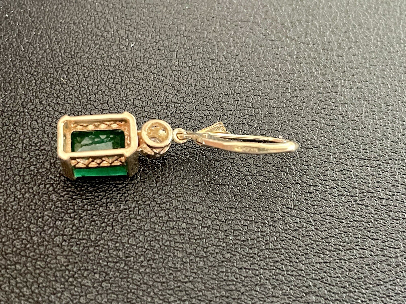 14KY Yellow Gold Emerald & Diamond Earrings (X47)