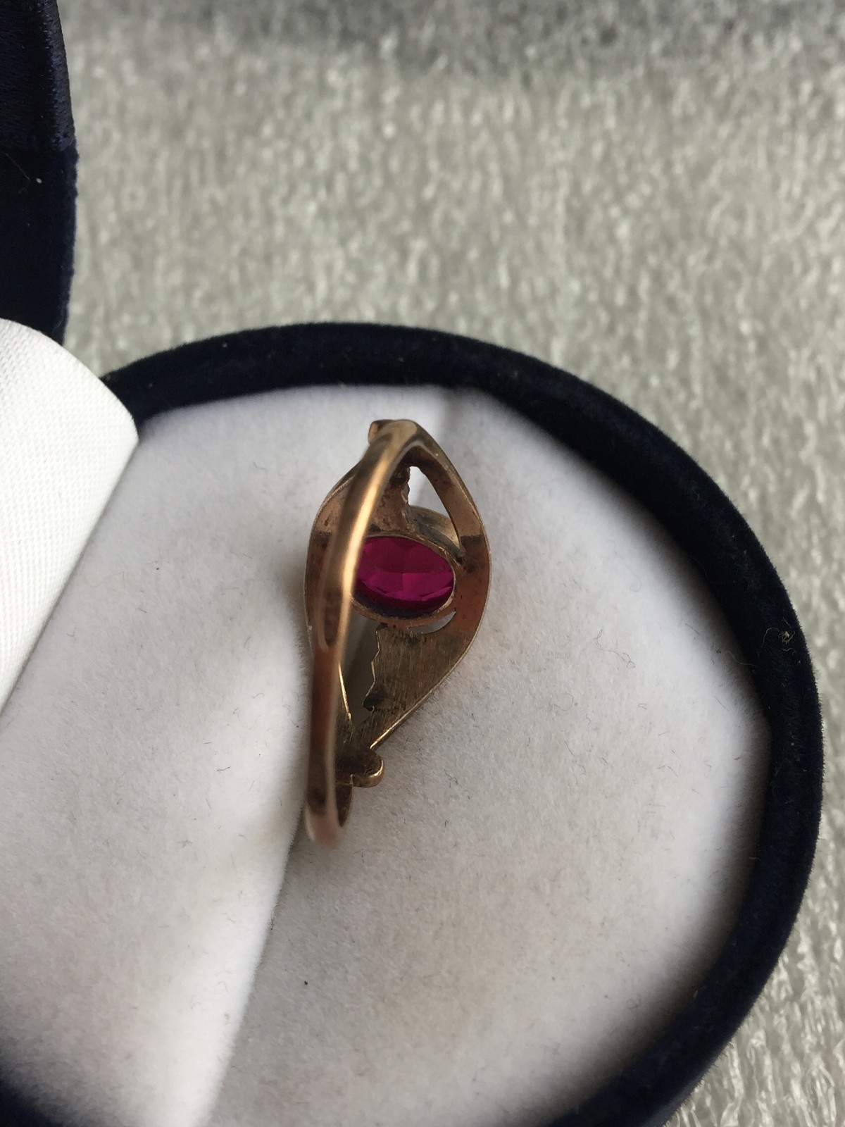 Rings silver 875 red tourmaline lab Russian Soviet Silver vintage USSR old