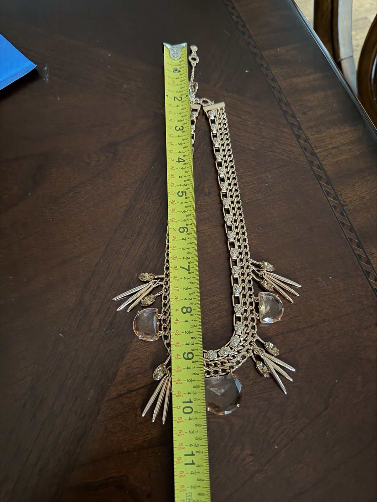 Vintage Henri Bendel Rose Gold Necklace, Peach Swarovski Stones