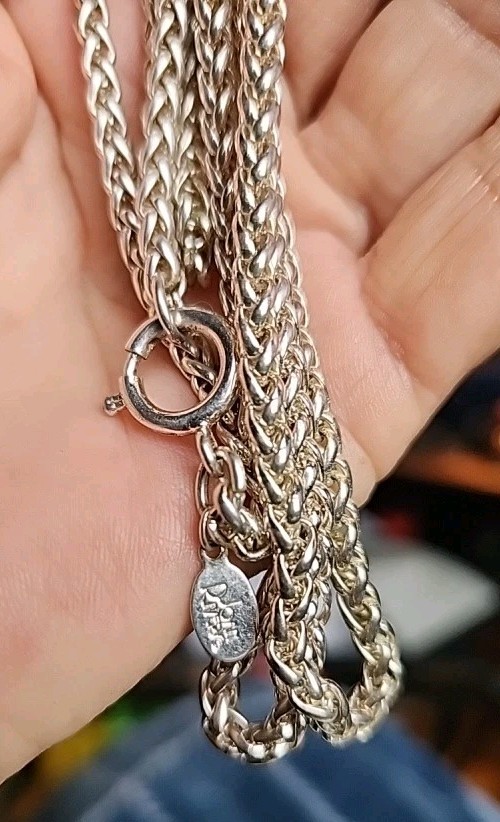 Joan Rivers Vintage Shiny Silver Tone 36″ Long Wheat Chain Classic 90s Necklace