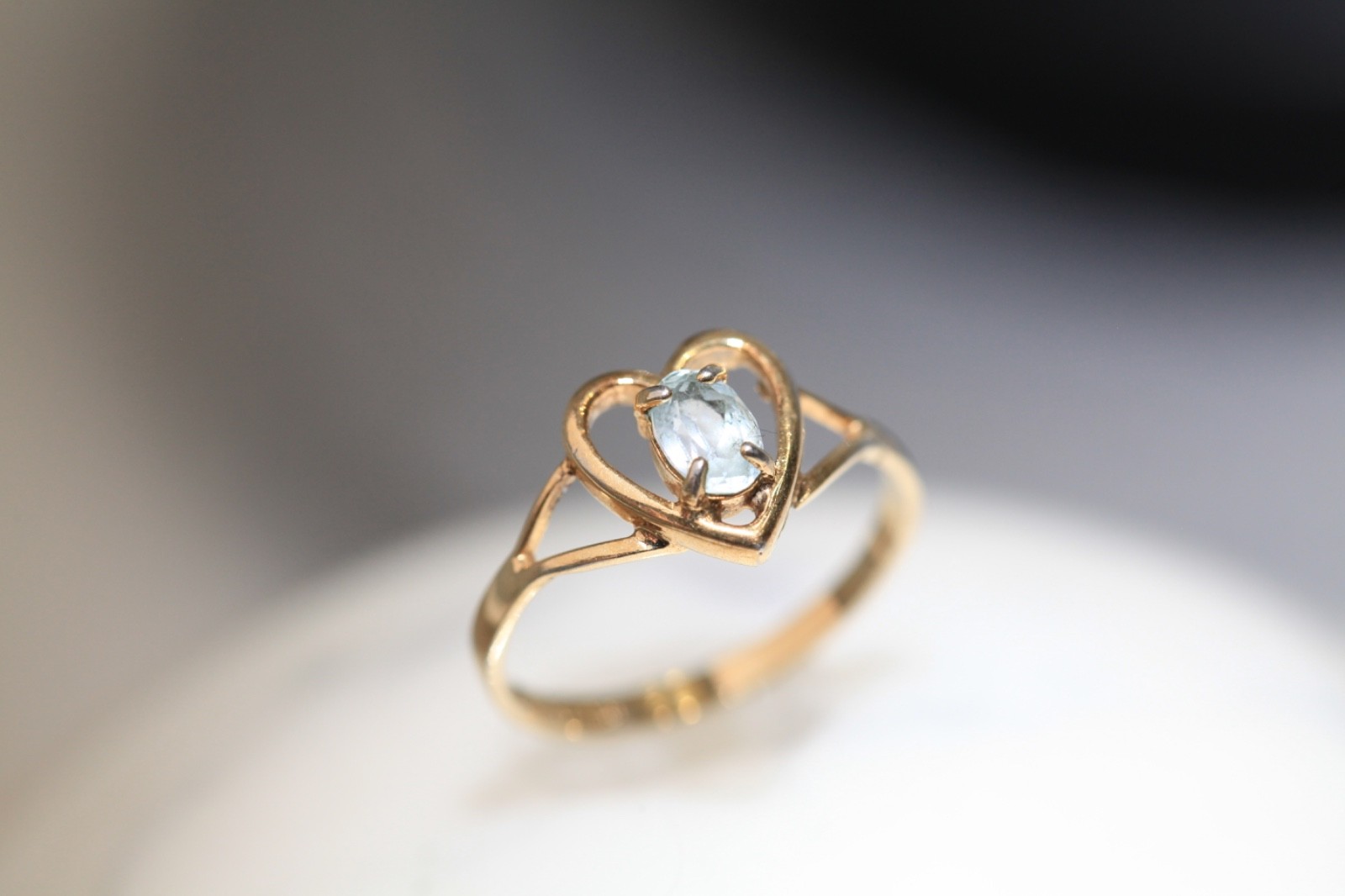 1980s–1990s Vintage Tested Blue Quartz Heart Ring 18k Electroplated Womens 6.75