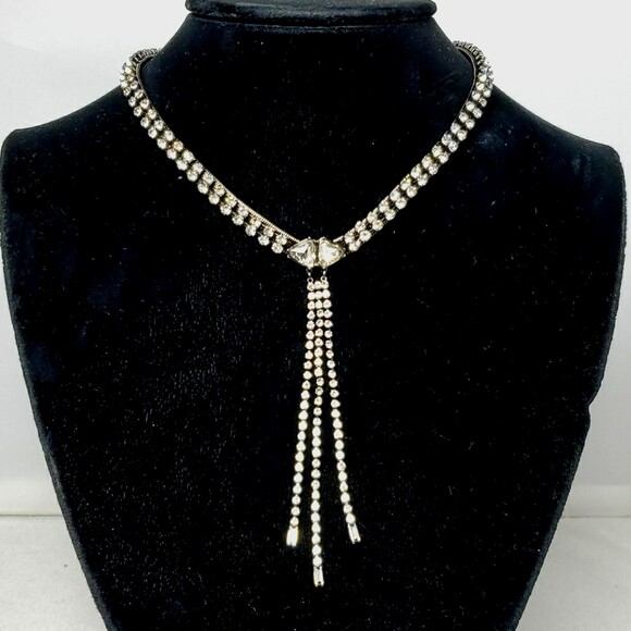 Rebecca Minkoff Gemma Fringe Necklace (Crystal) Necklace retail $78