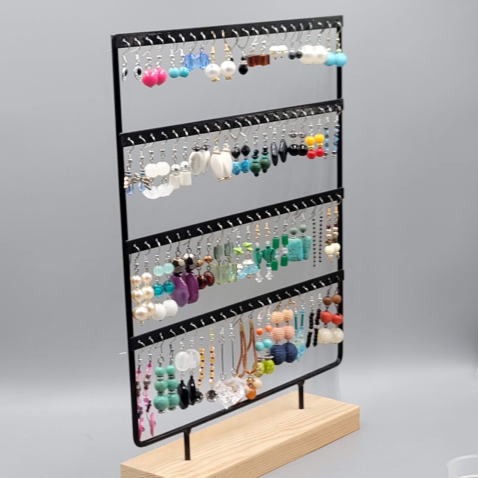 Lot of 44 Beaded Pierced Earrings Multi color ALL Dangle Hooks Bead Mixed