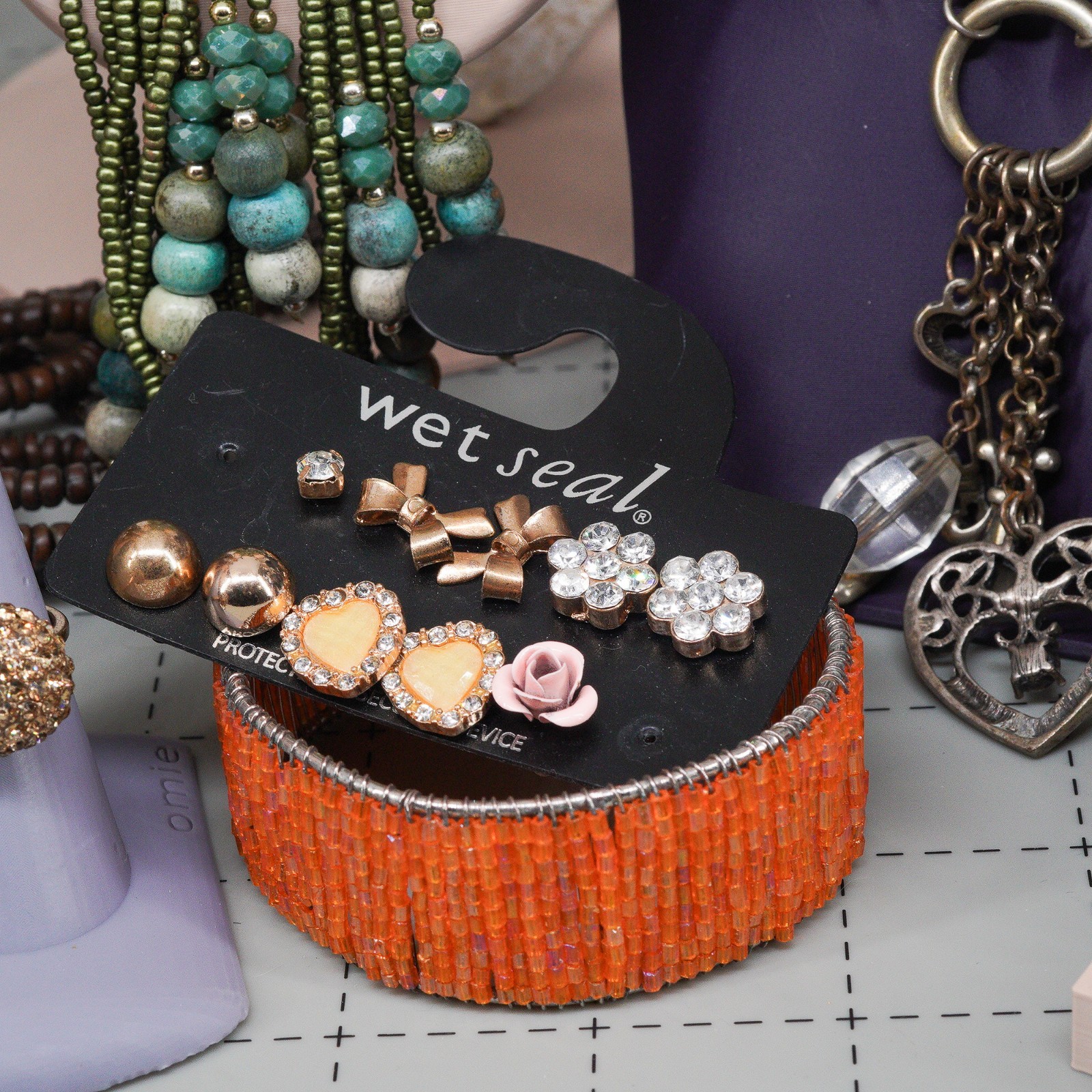 Boho Revival Jewelry bohemian Mix Layered Beads Leather wood beads & fringe 16pc