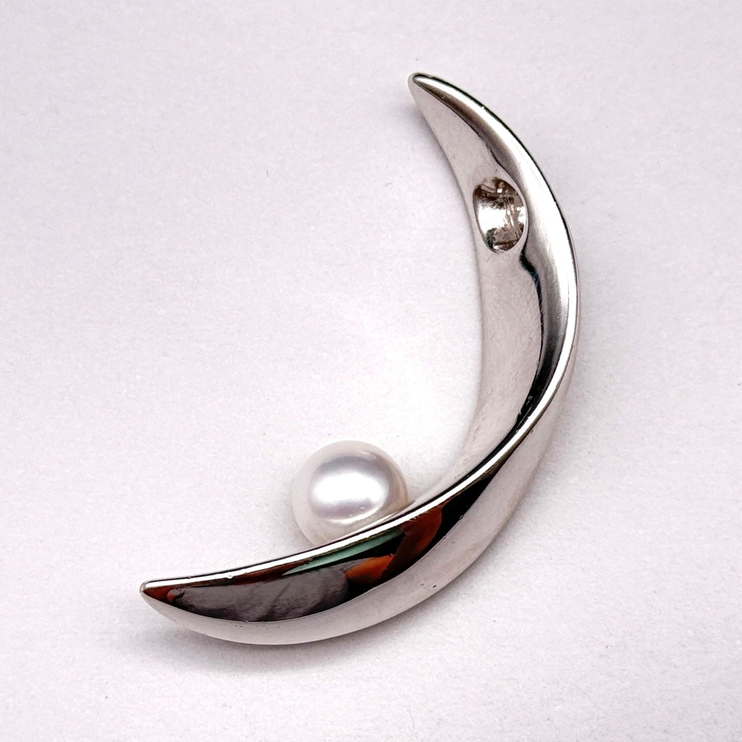 Vintage Mikimoto Modernist Abstract Pearl Sterling Silver Pendant