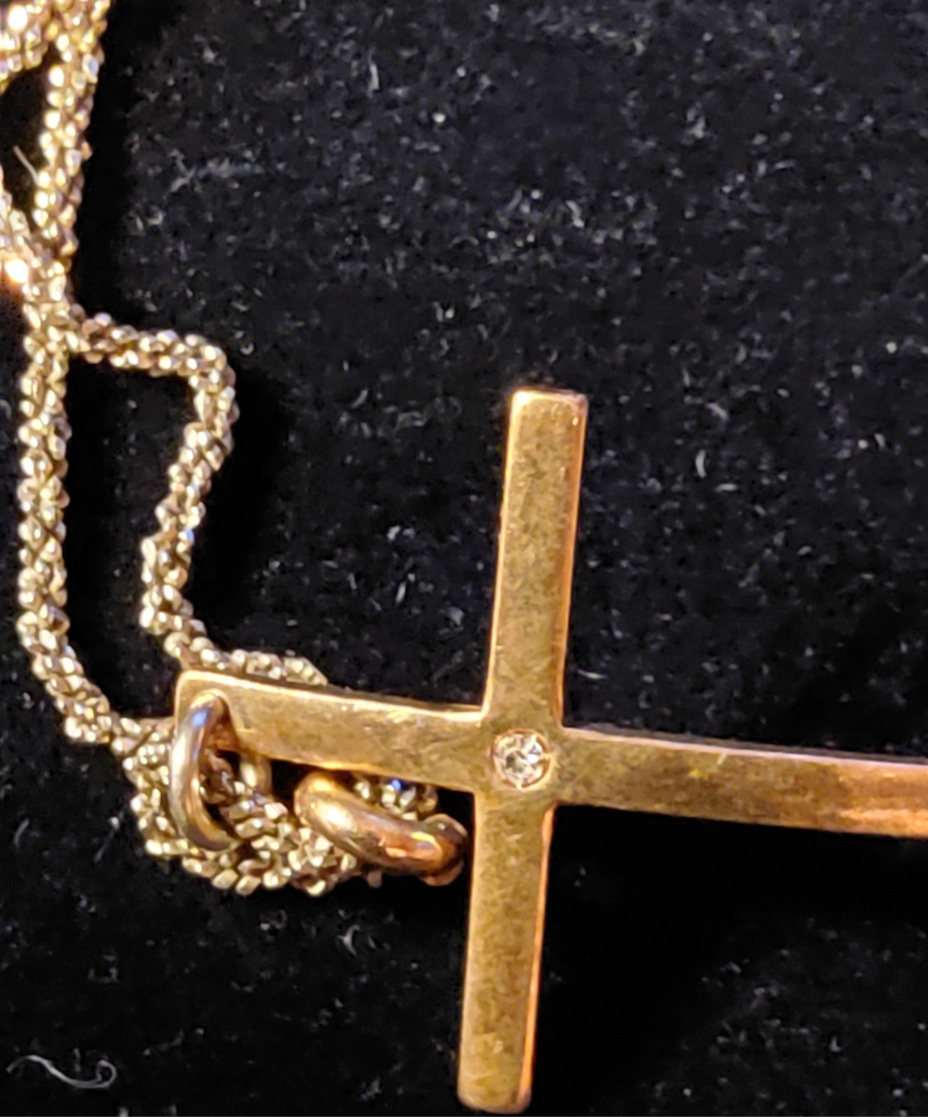 Vtg Dyadema Italtin Sterling Silver Sideways Cross , Small Stone In Center 7″