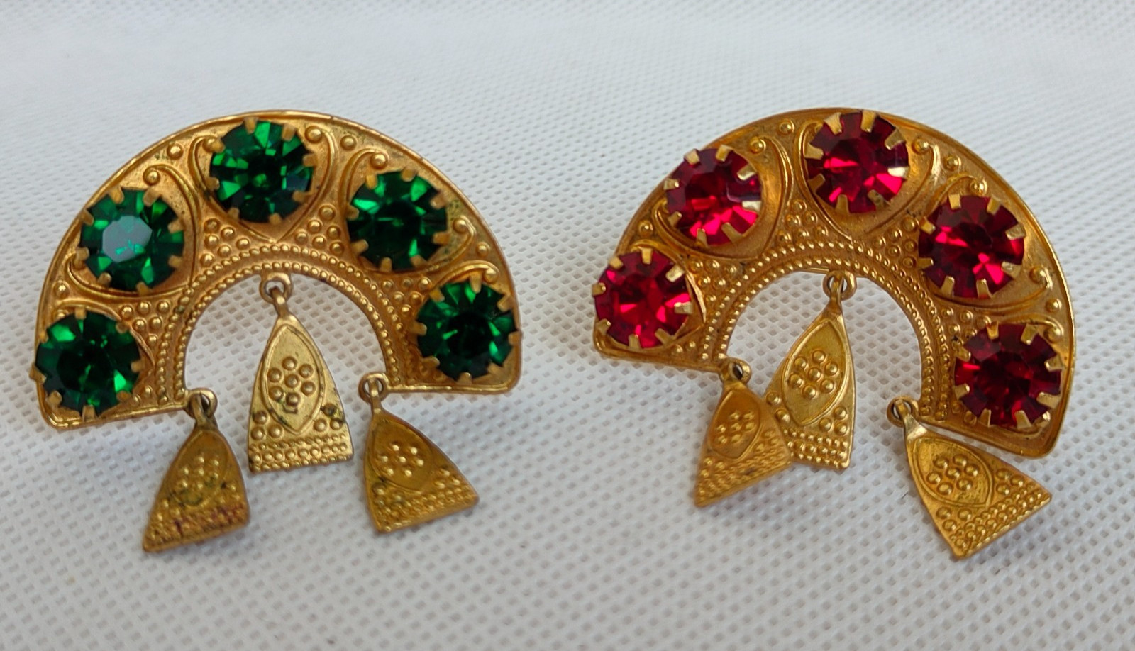 Vintage set of Soviet Czechoslovakian brooches with stones, 2 pcs. USSR.