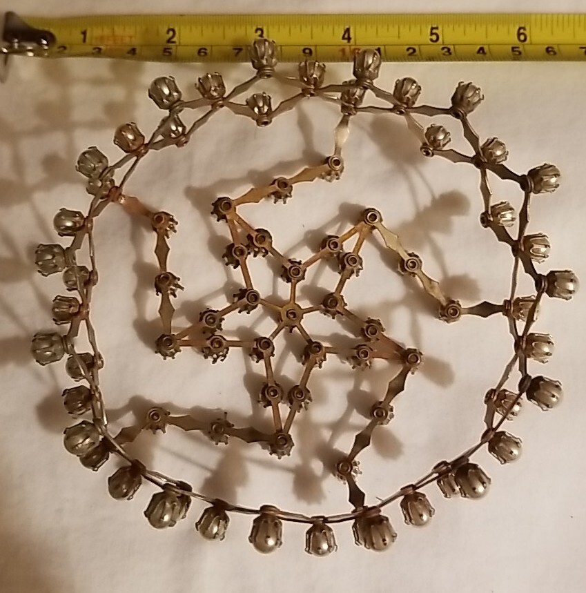 Vintage Expandable Gold Tone Chignon Bun Cage Adorned, Prong Set Pearls Wedding