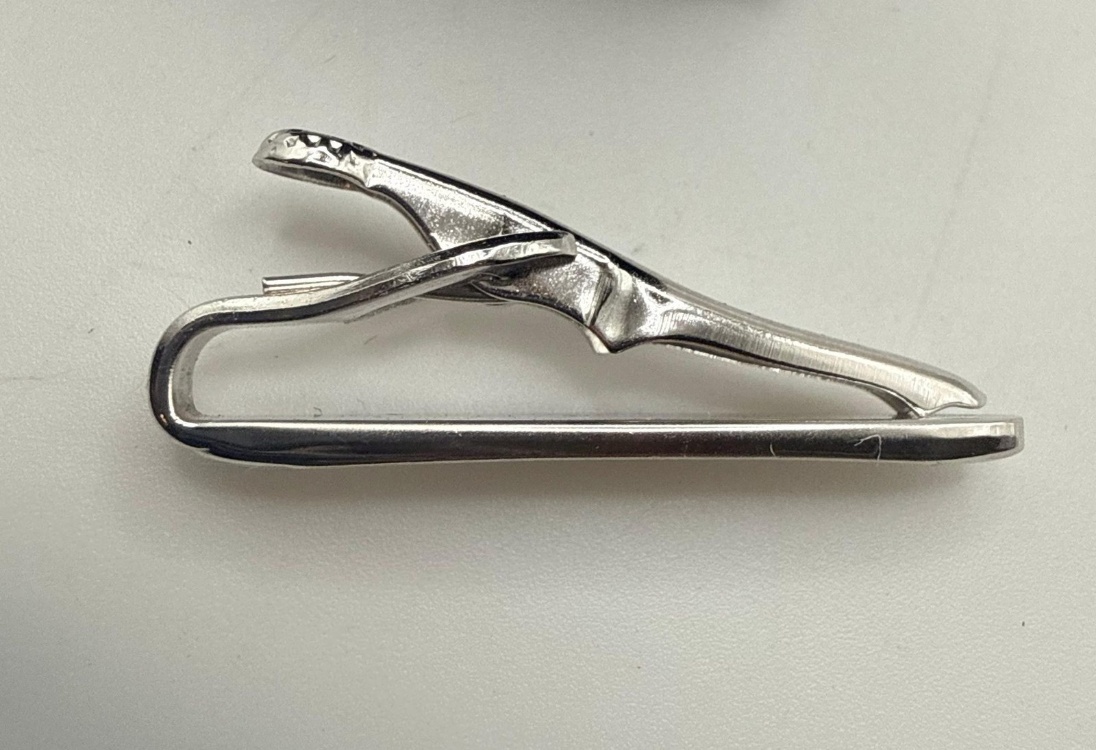 Vintage Swank silver tone textured elongated oval cuff links and tie clip set