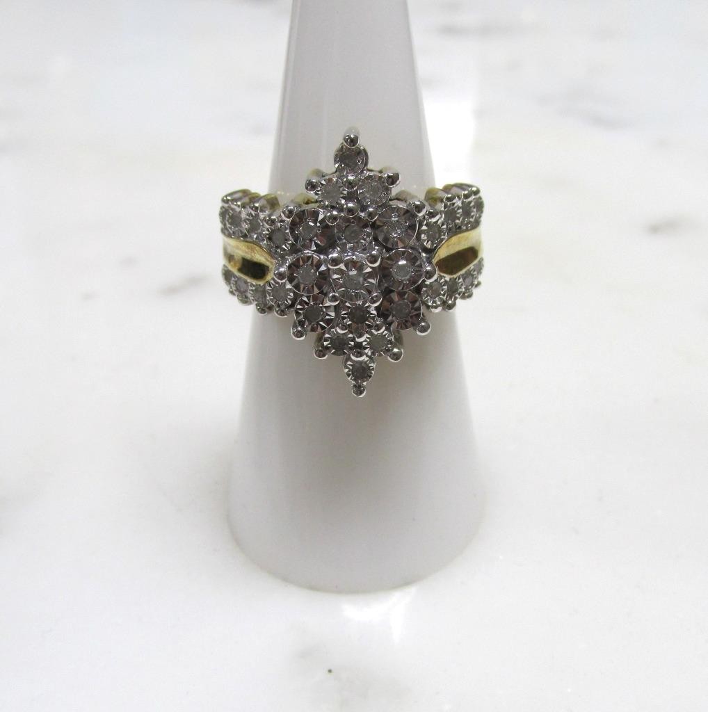 Women’s .35ctw Diamond Gold Plated Sterling Silver Cocktail Ring ~ 10g ~ 3-K198